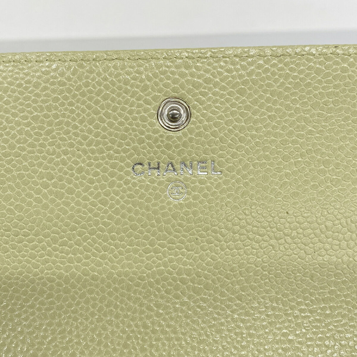 Chanel Green Grained Calfskin Long Wallet (Bi-Fold) (Pre-Owned)