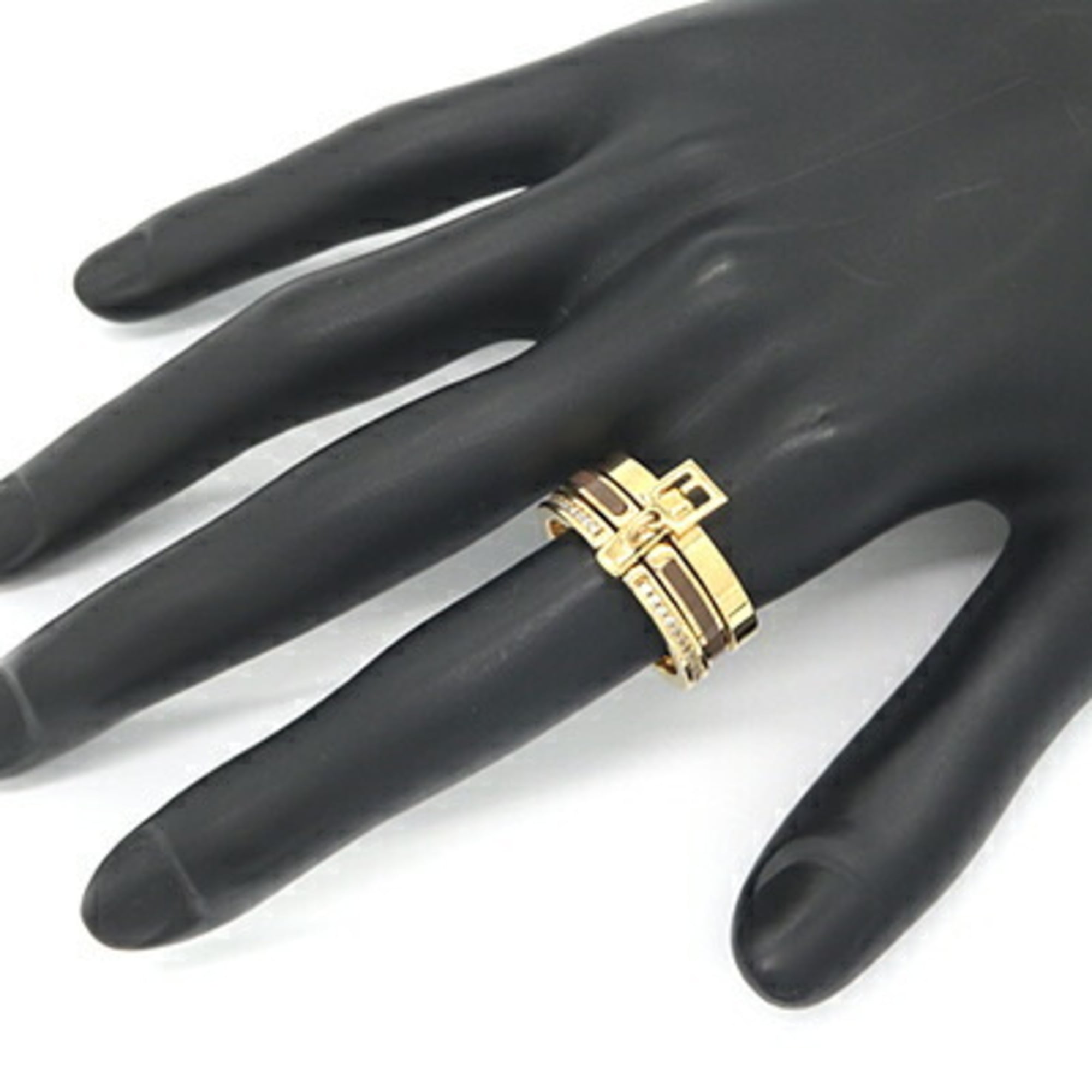 Fendi Gold Dark Brown Metal Band Ring (Pre-Owned)