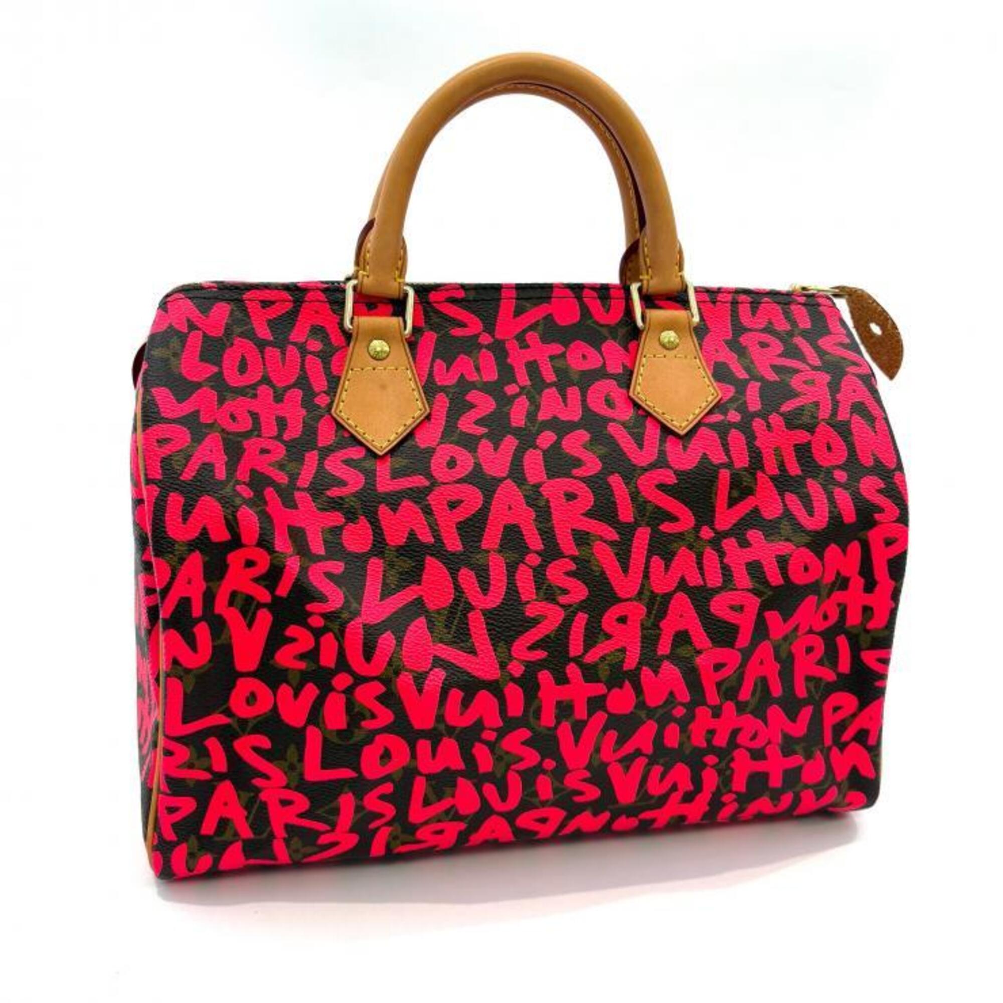 Louis Vuitton Brown Fuchsia Pink Monogram Graffiti Handbag (Pre-Owned)