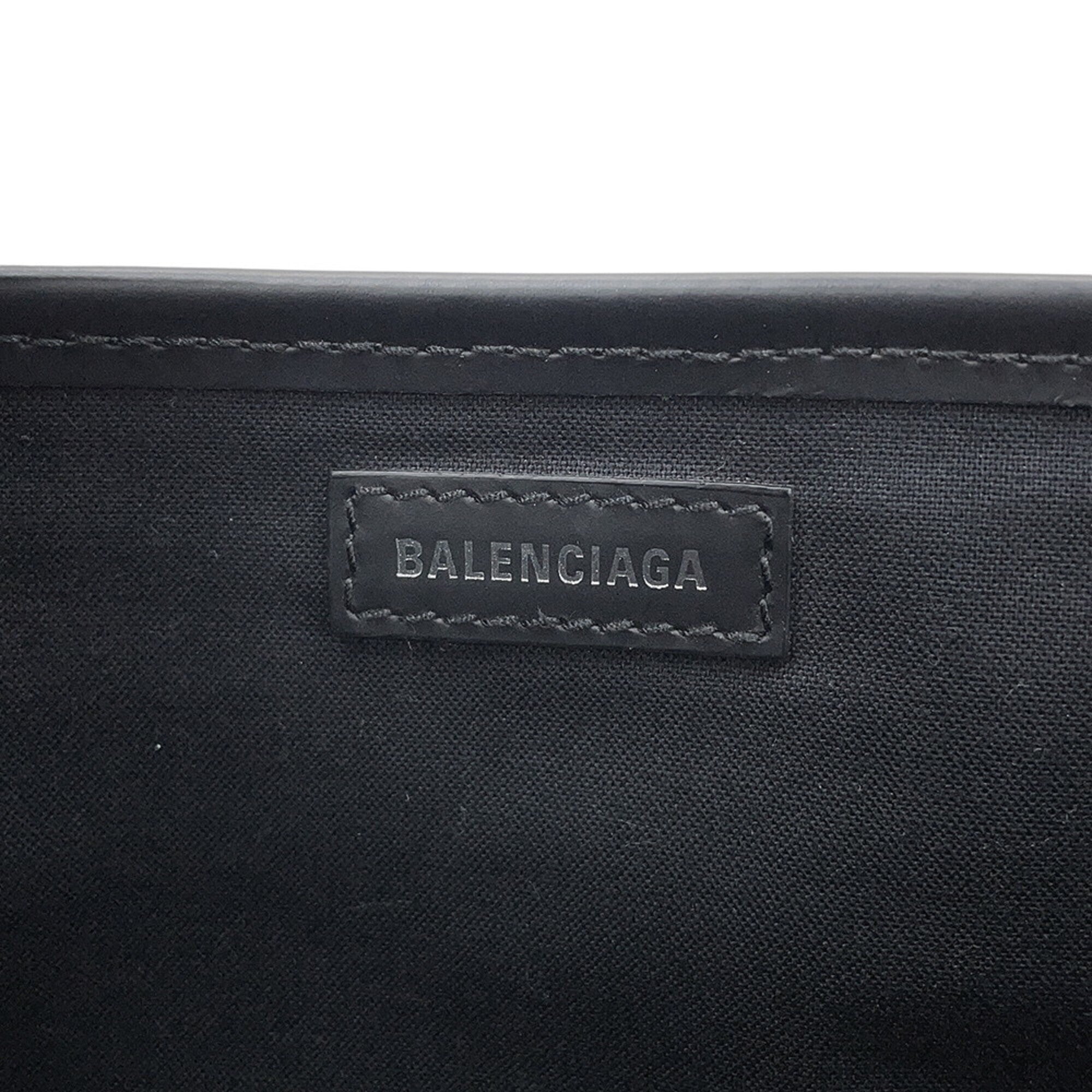 Balenciaga Black White Canvas Leather Handbag Pouch (Pre-Owned)