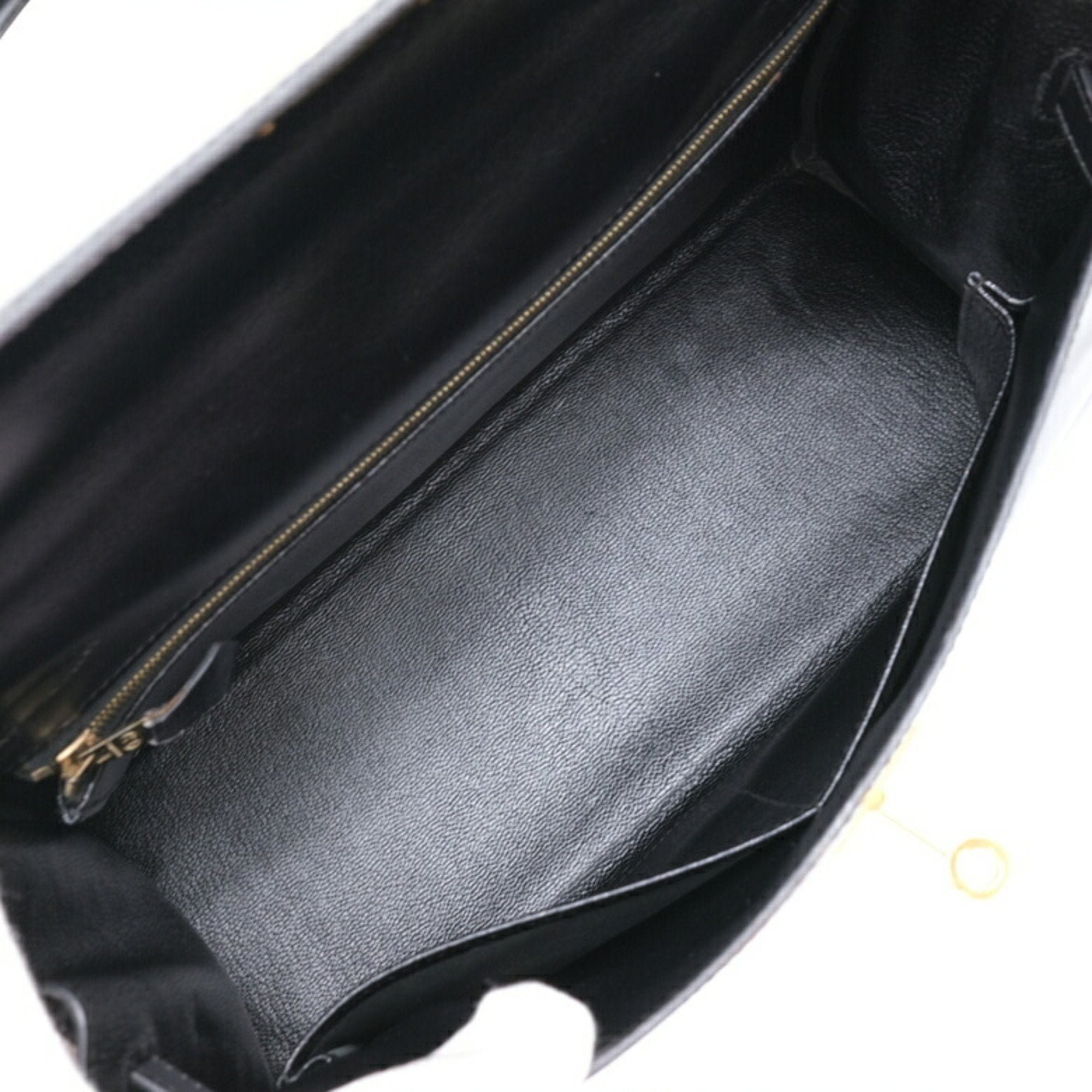 Hermes Black Box Calf Leather Handbag (Pre-Owned)