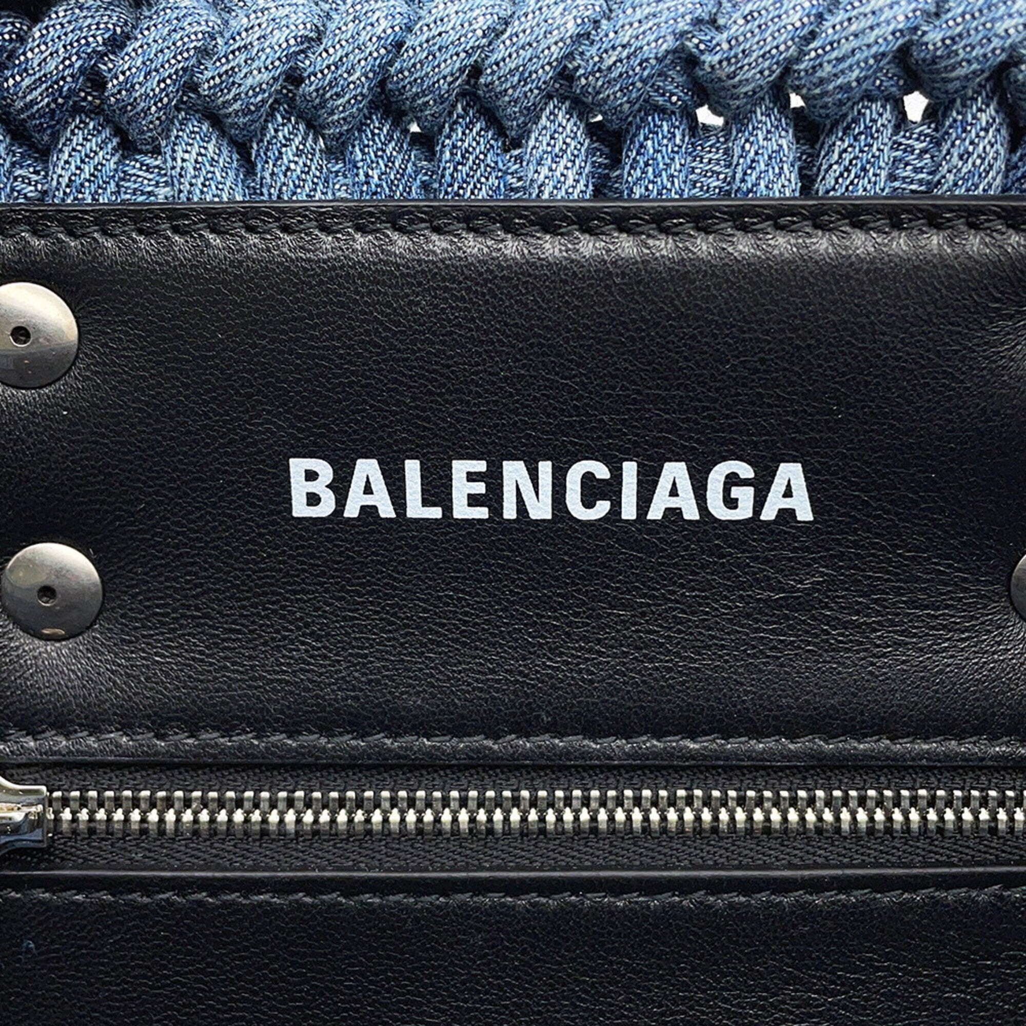 Balenciaga Blue Denim Basket Handbag Shoulder Bag (Pre-Owned)