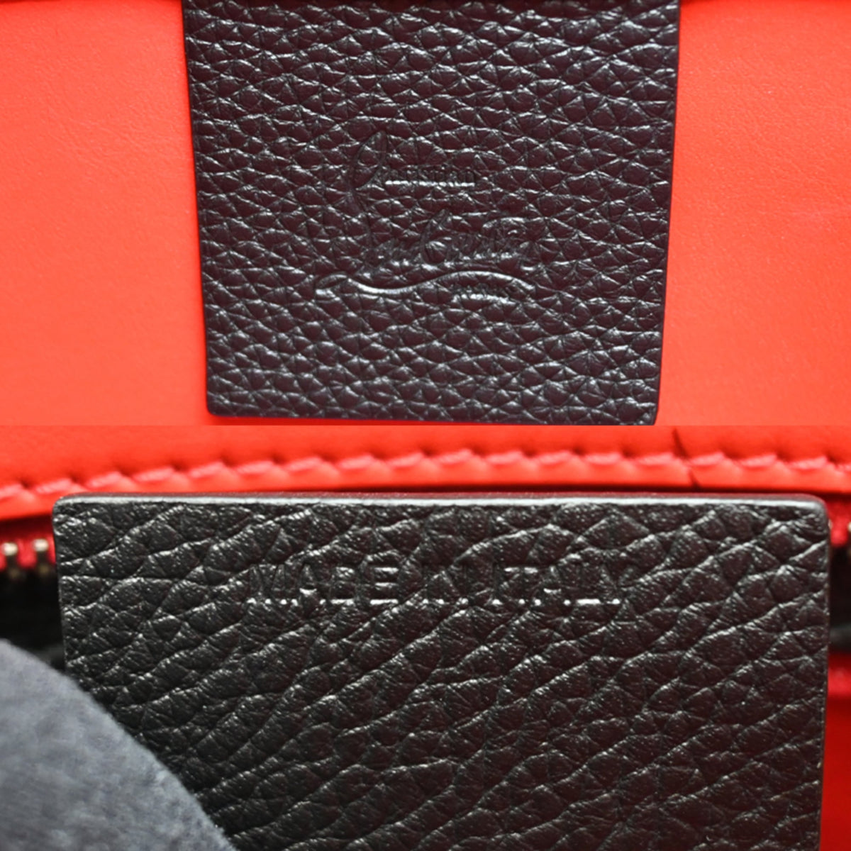 Christian Louboutin Black Red Color Leather Tote Bag (Pre-Owned)