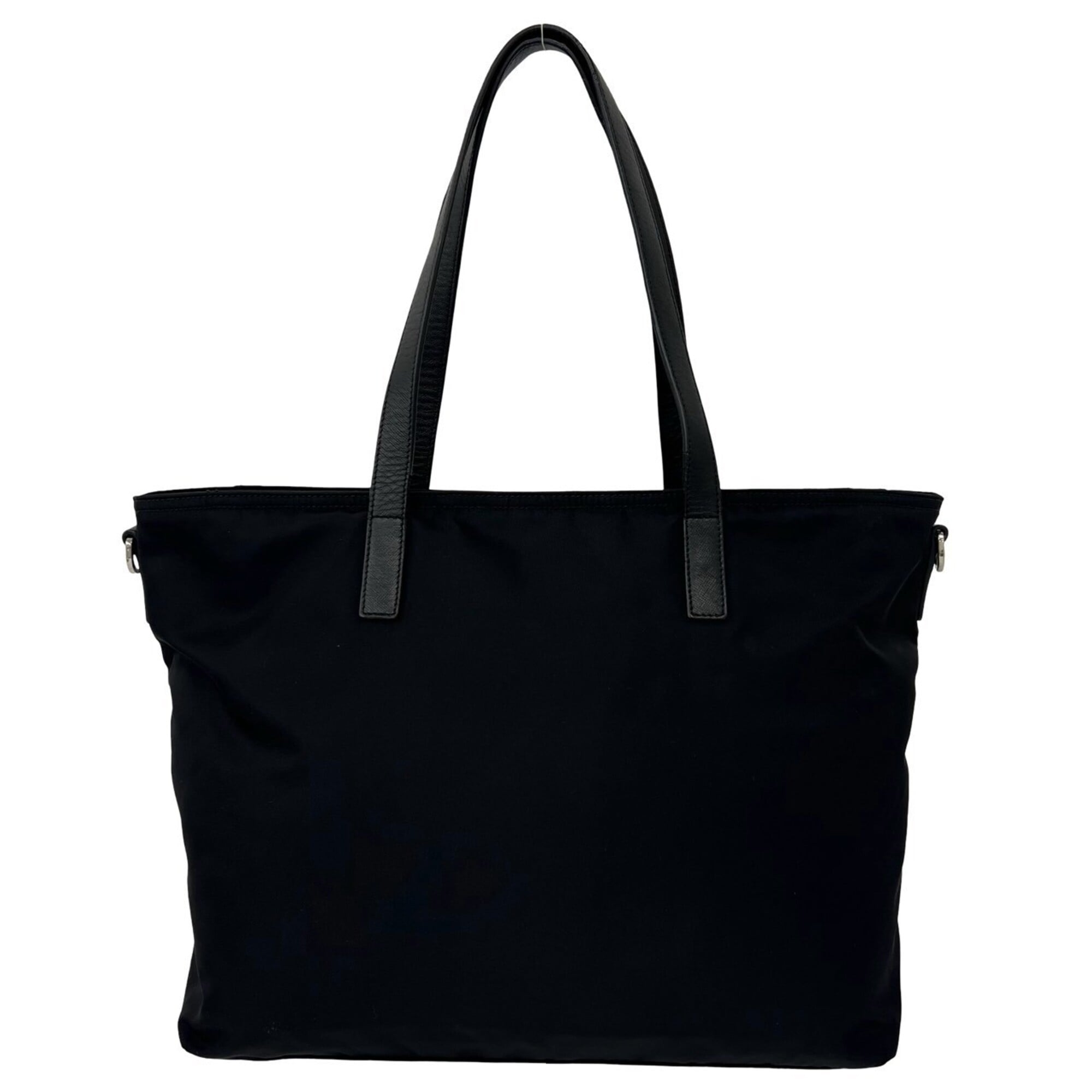 Prada Black Nylon Leather Shoulder Bag Tote Bag (Pre-Owned)