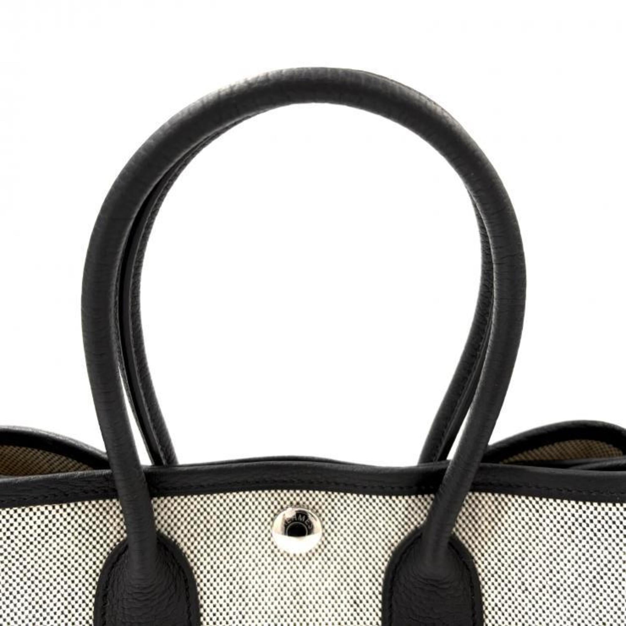 Hermes Black Ecru Negonda Leather Toile H Tote Bag (Pre-Owned)