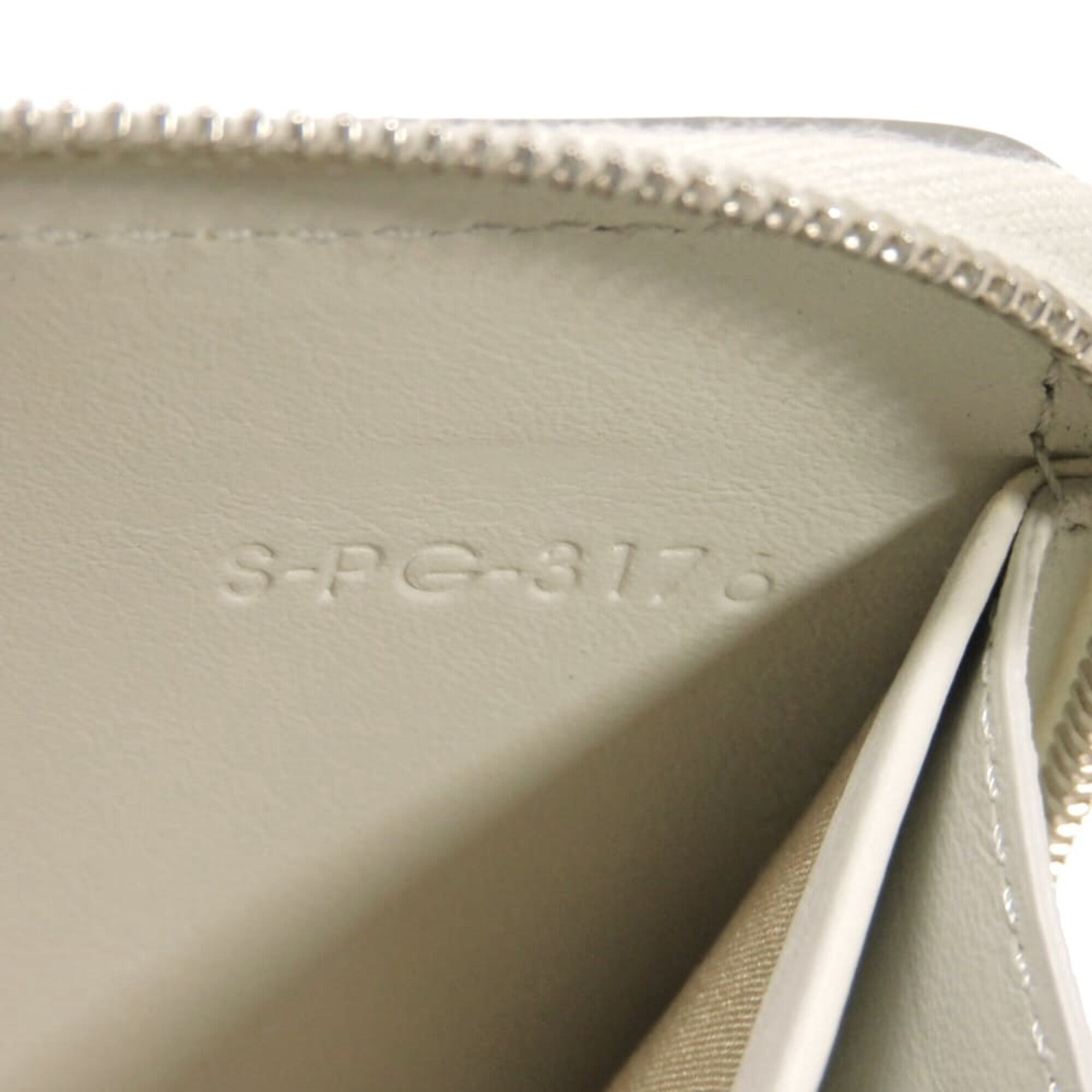 Celine Gray White Leather Long Wallet (Bi-Fold) (Pre-Owned)