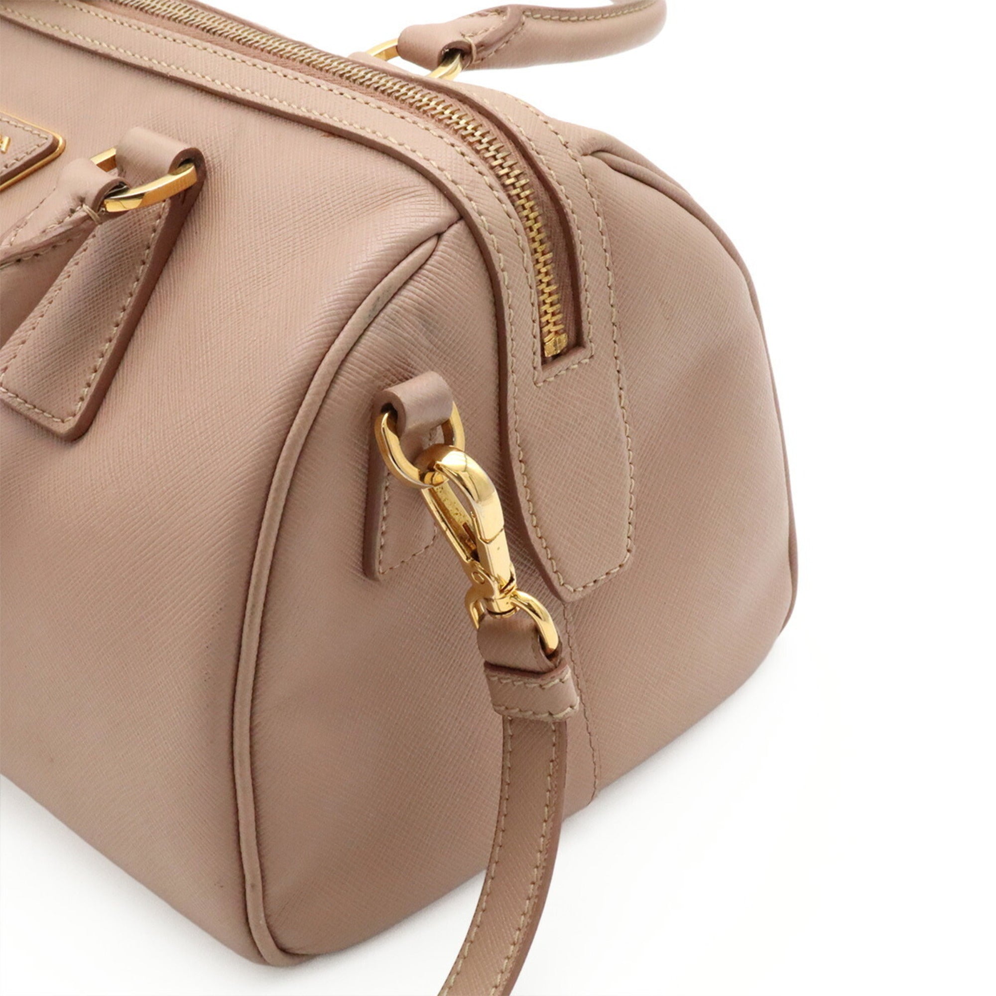 Prada Beige Pink Beige Saffiano Handbag Shoulder Bag (Pre-Owned)