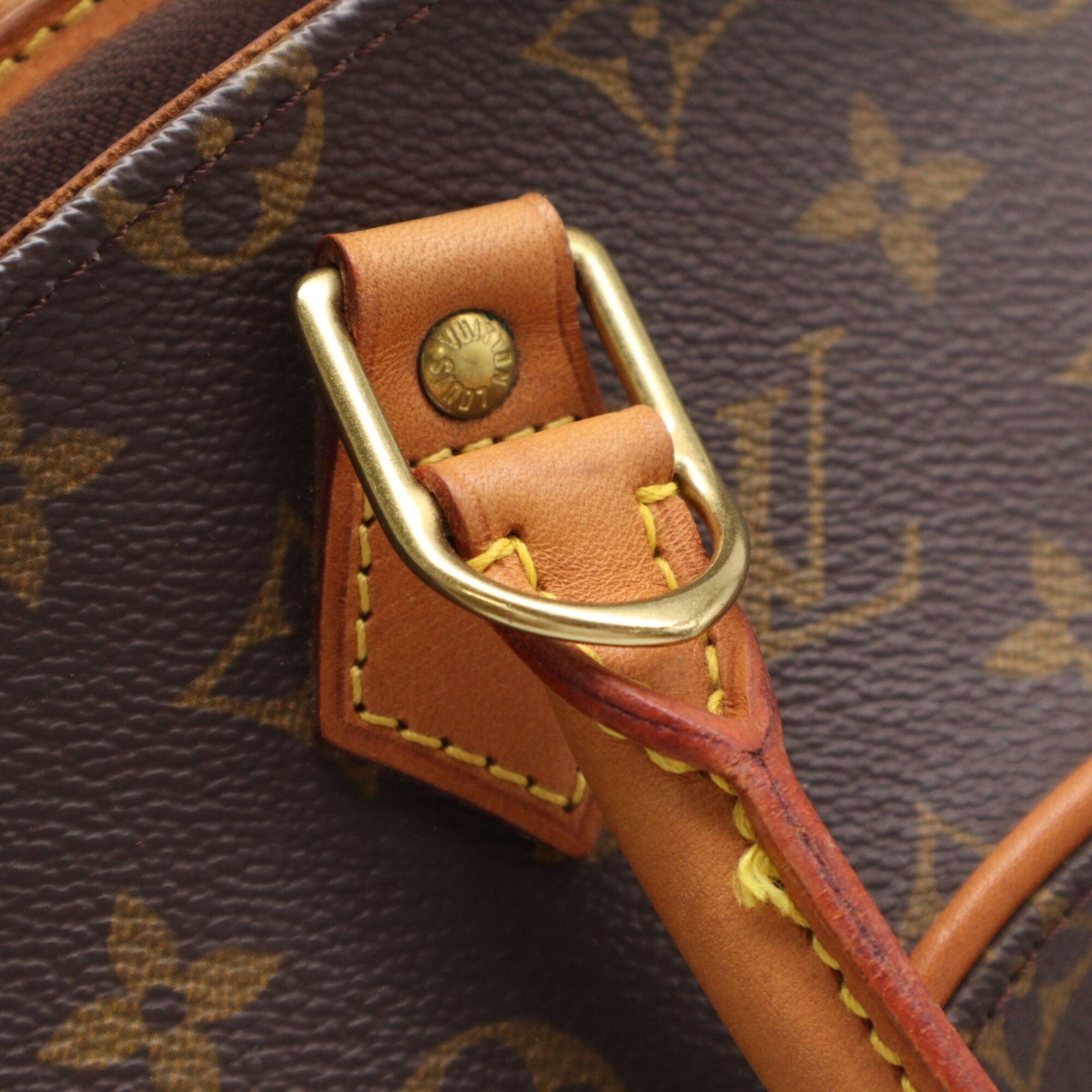 Louis Vuitton Beige Brown Monogram Coated Canvas Leather Handbag (Pre-Owned)
