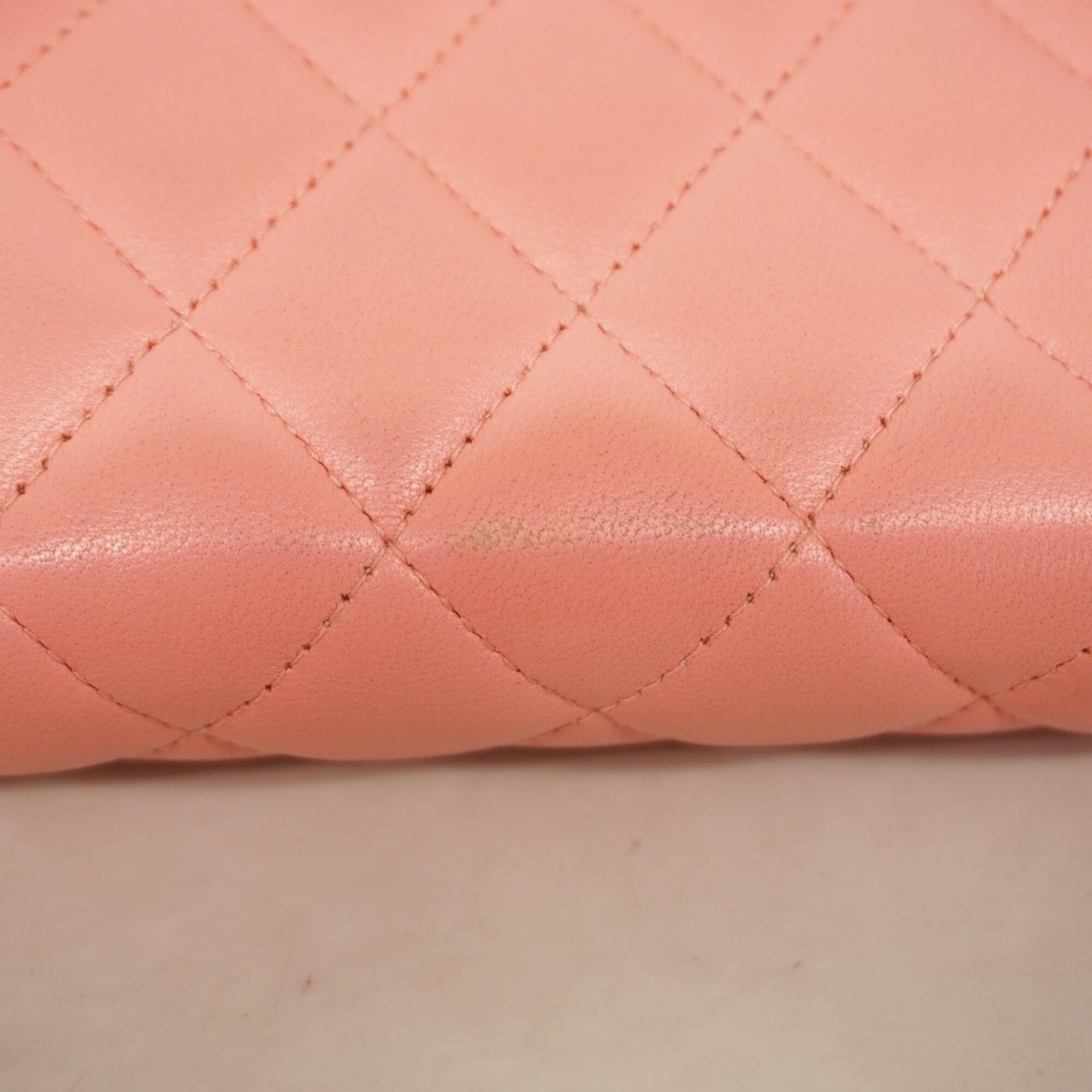 Chanel Pink Leather Chain/Shoulder Wallet (Pre-Owned)