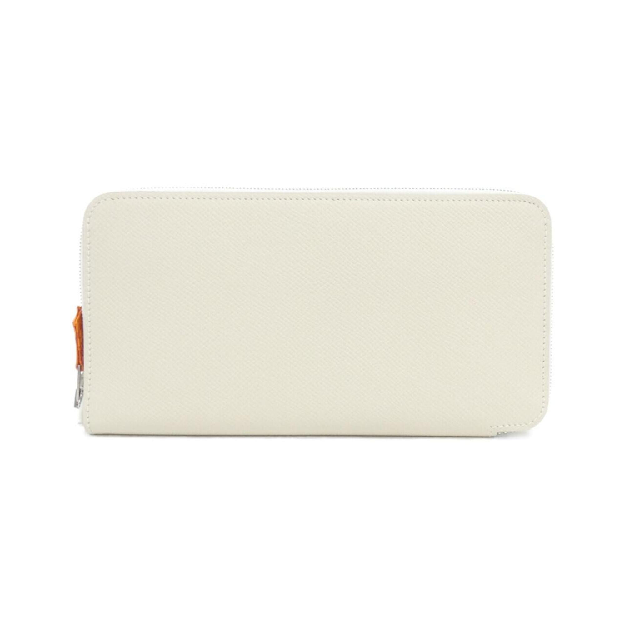 Hermes Orange Epsom Leather Silk Long Wallet (Bi-Fold) (Pre-Owned)