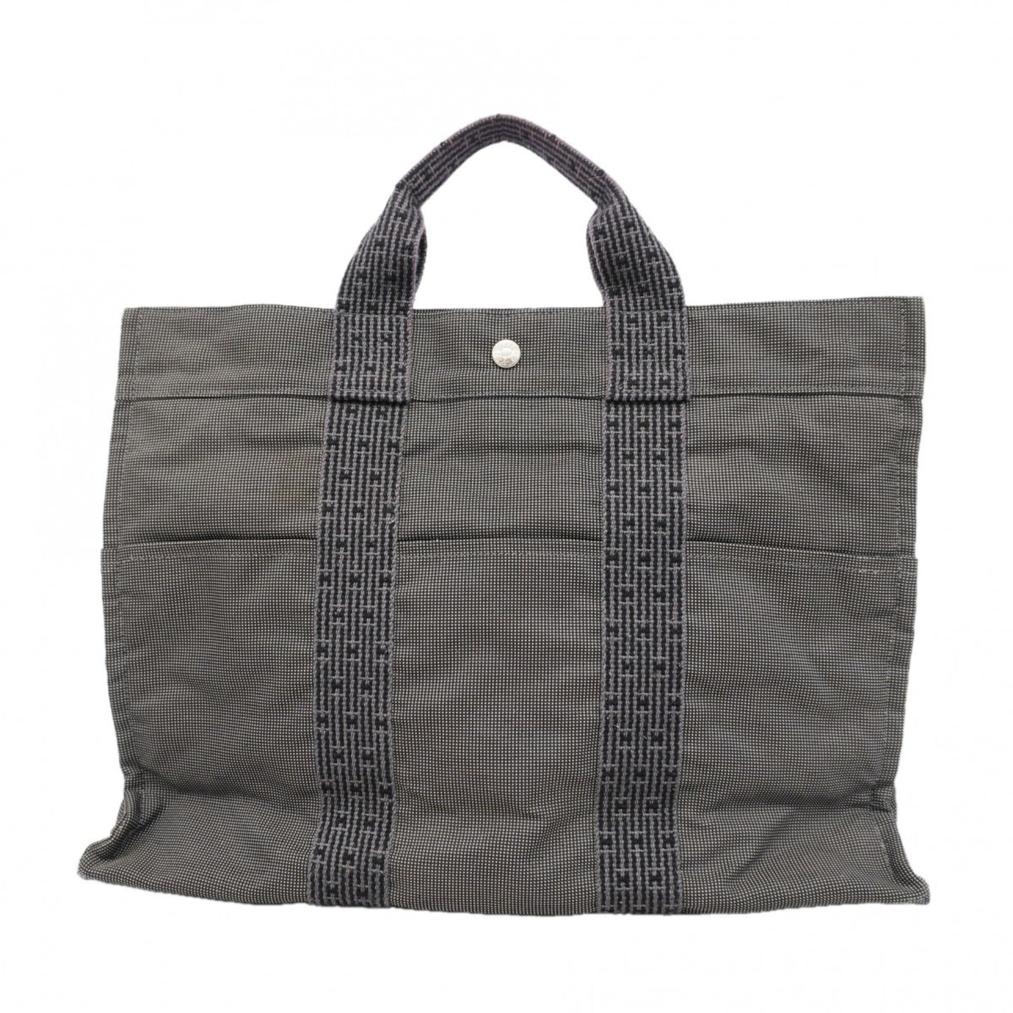 Hermes Gray Canvas Tote Bag (Pre-Owned)