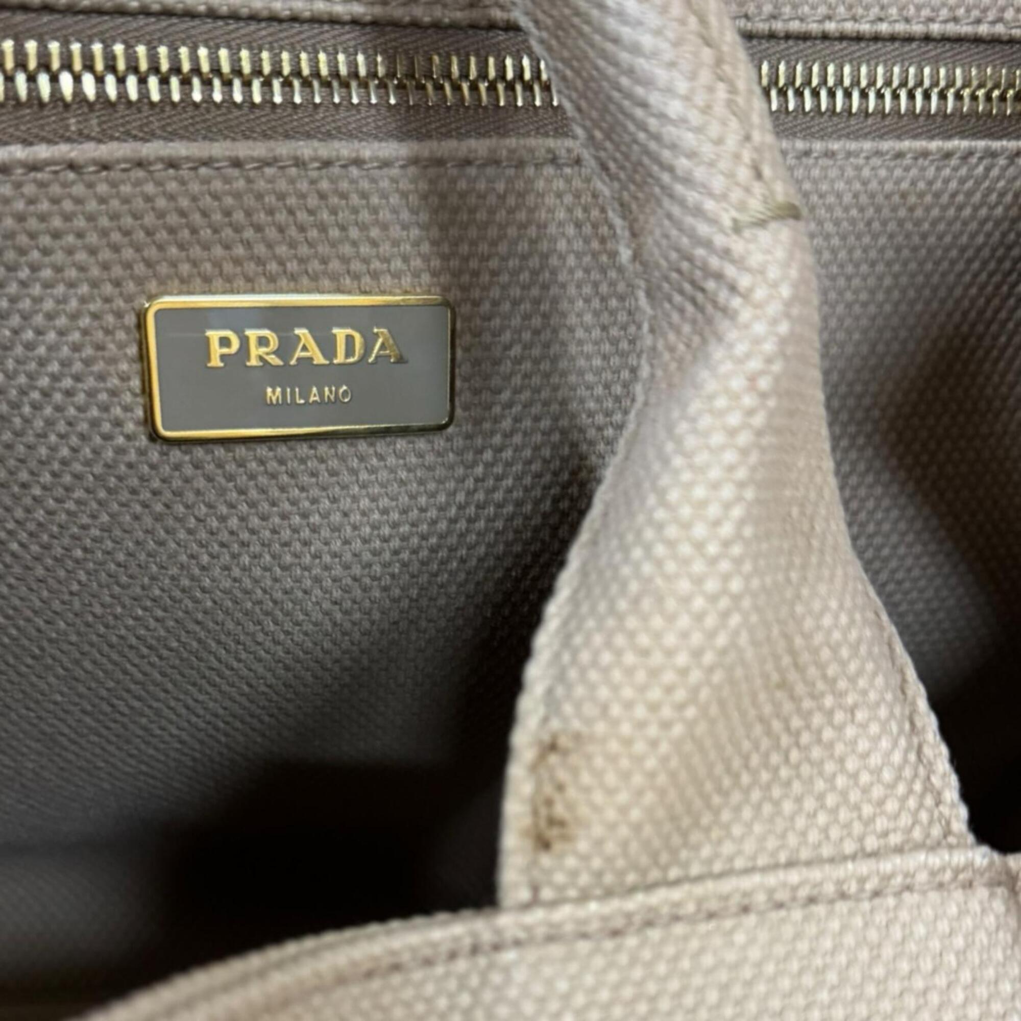 Prada Canapa Beige Canvas Handbag (Pre-Owned)