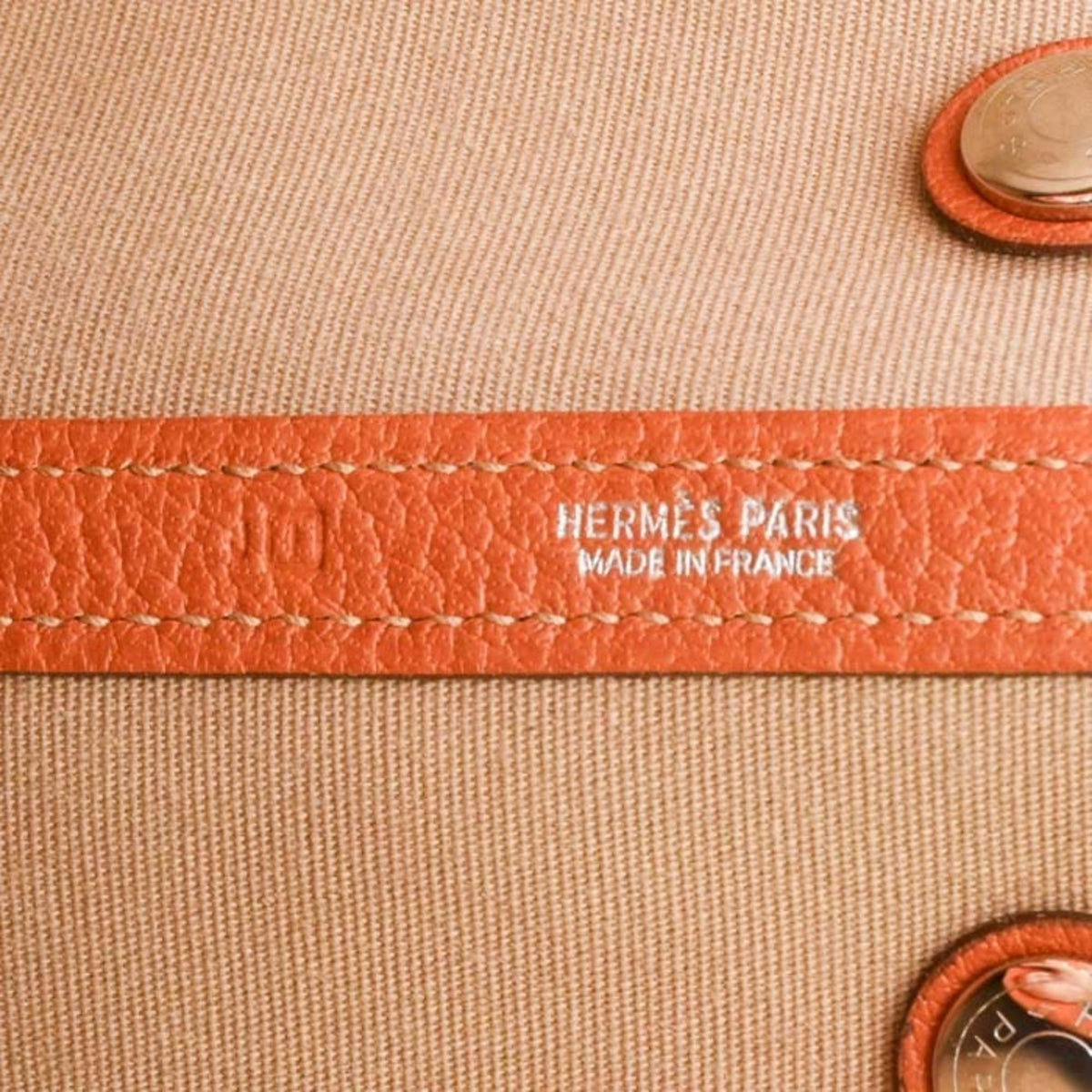 Hermes Garden Brown Orange Negonda Leather Canvas Handbag Tote Bag (Pre-Owned)
