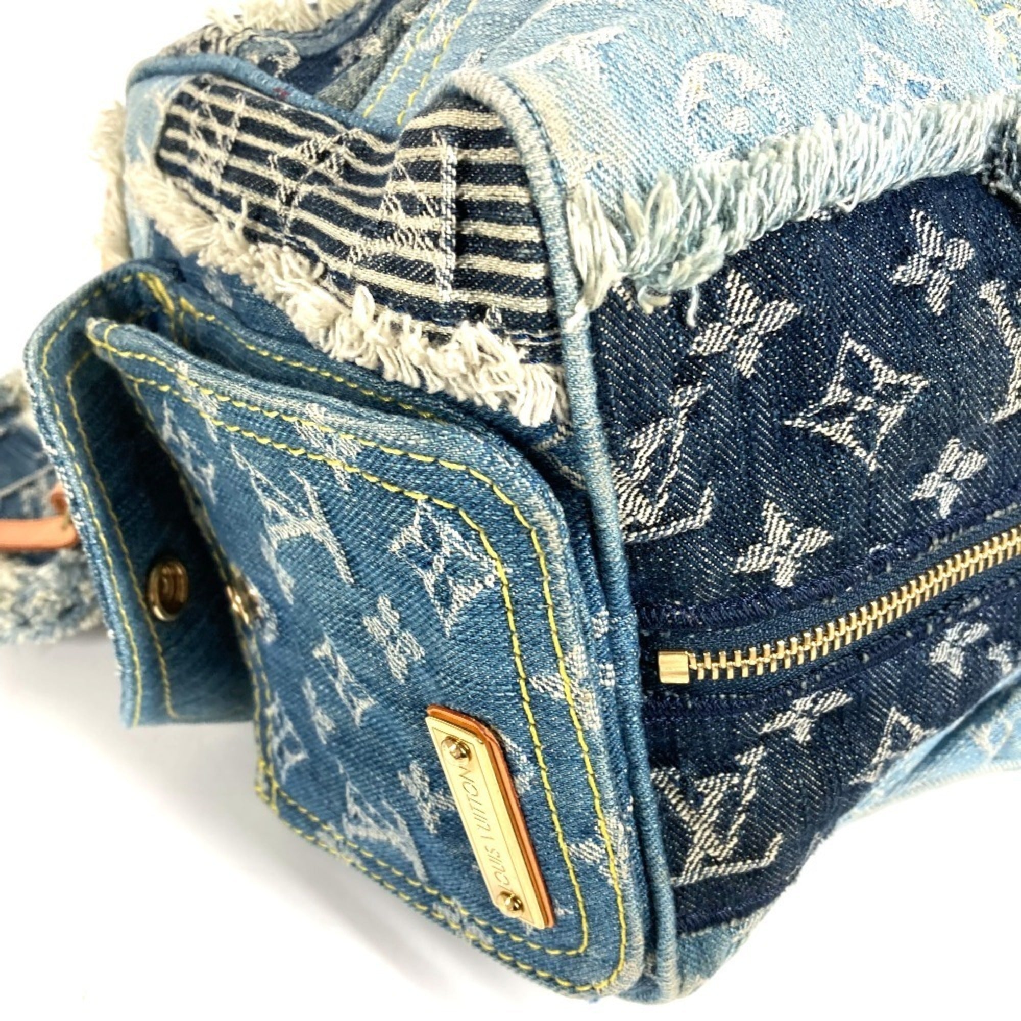 Louis Vuitton Blue Monogram Denim Canvas Boston Bag Handbag (Pre-Owned)