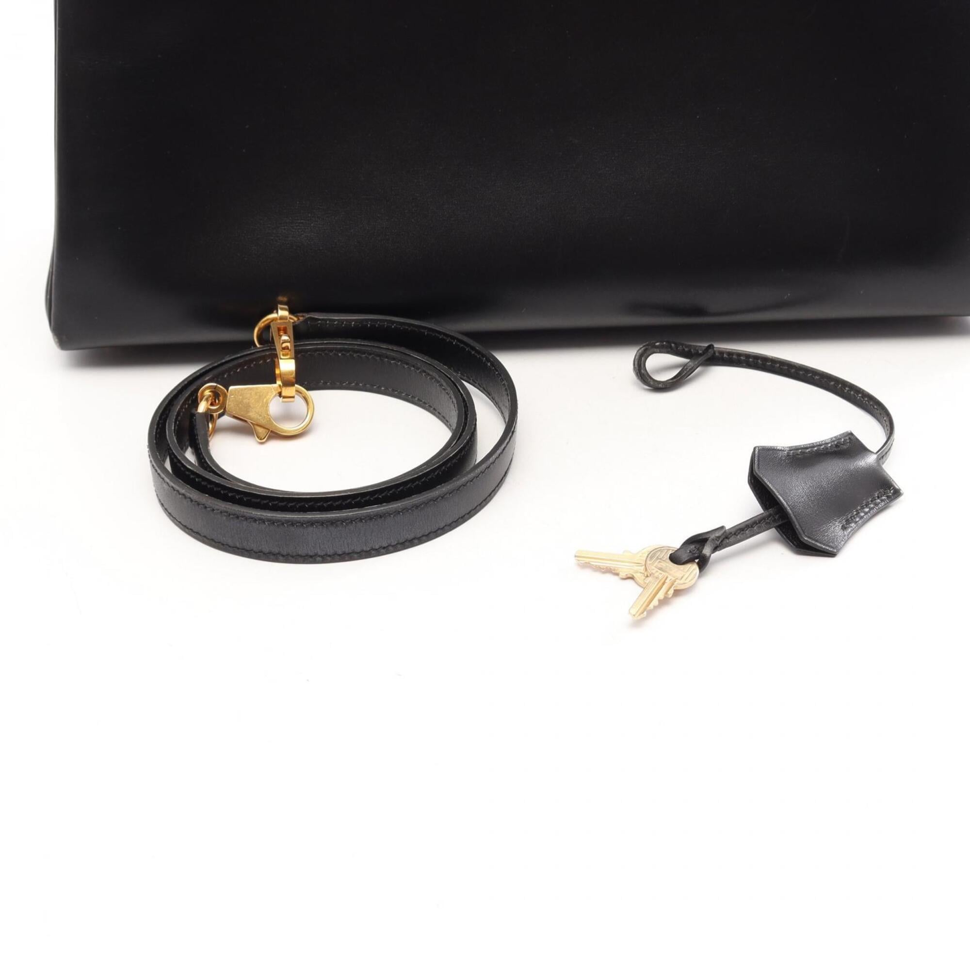 Hermes Black Box Calf Leather Handbag (Pre-Owned)