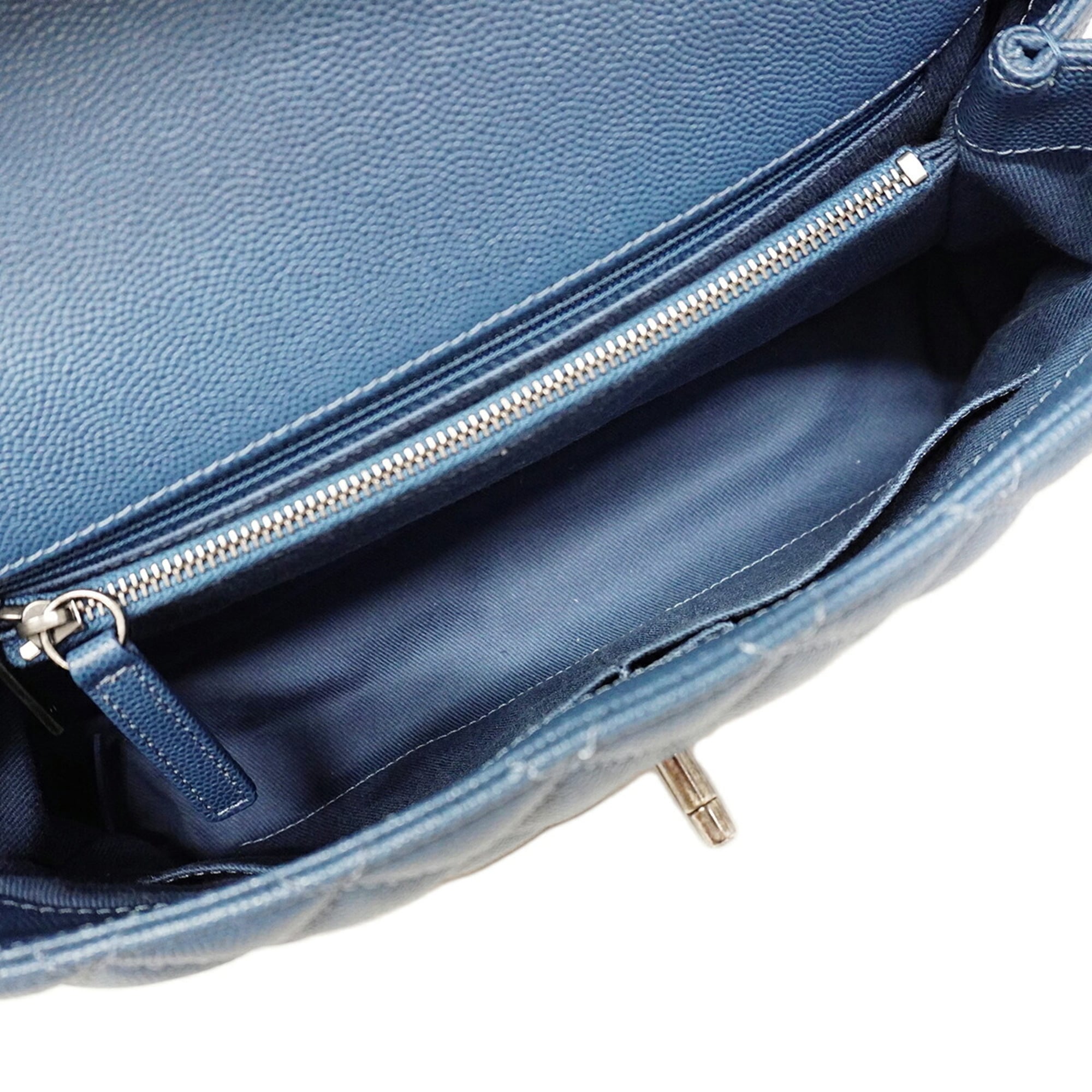 Chanel Blue Grained Calfskin Handbag (Pre-Owned)