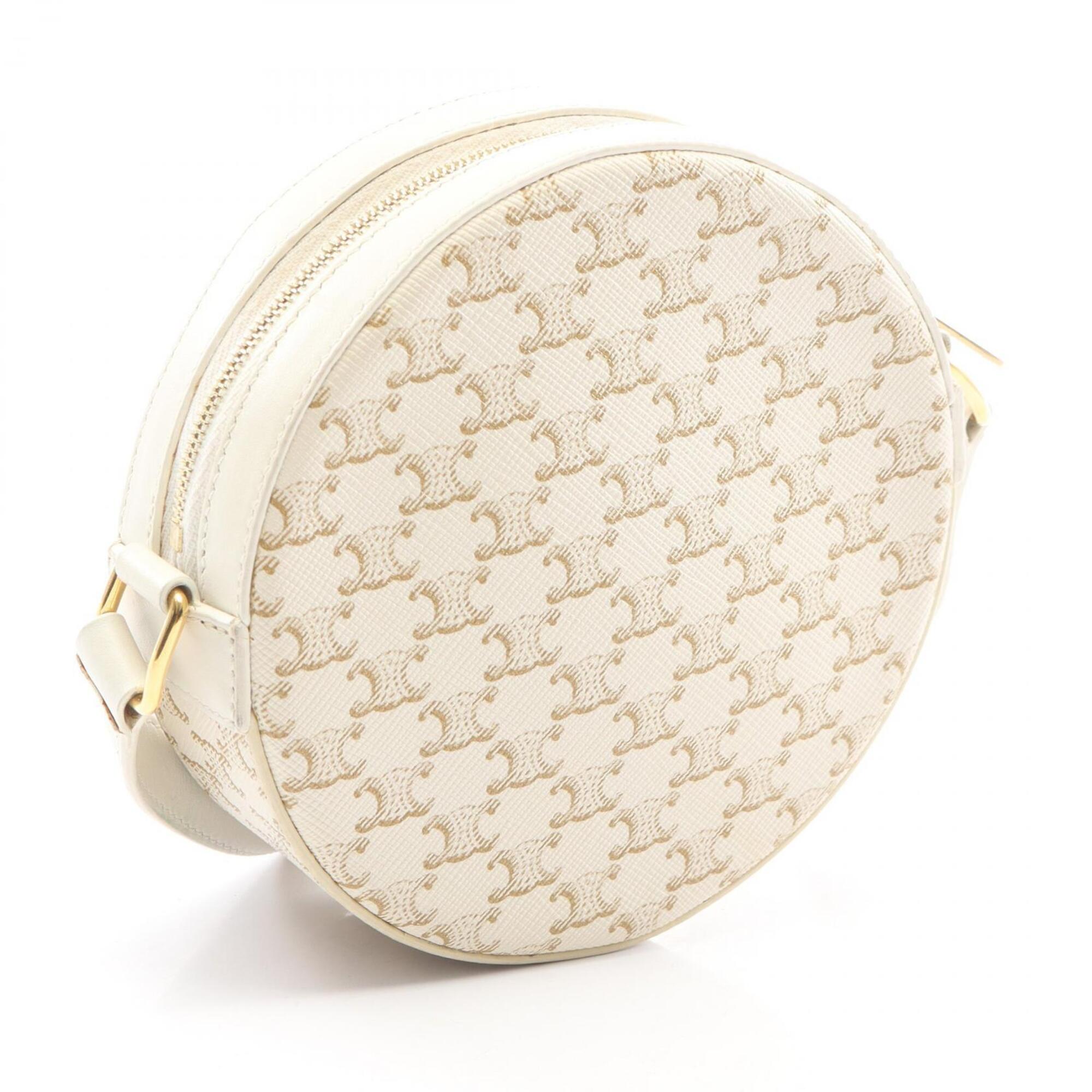 Celine White Coated Canvas Handbag Shoulder Bag (Pre-Owned)