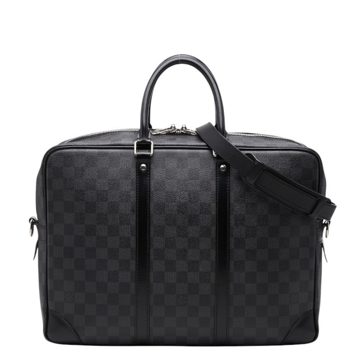 Louis Vuitton Black Gray Pvc Leather Briefcase (Pre-Owned)