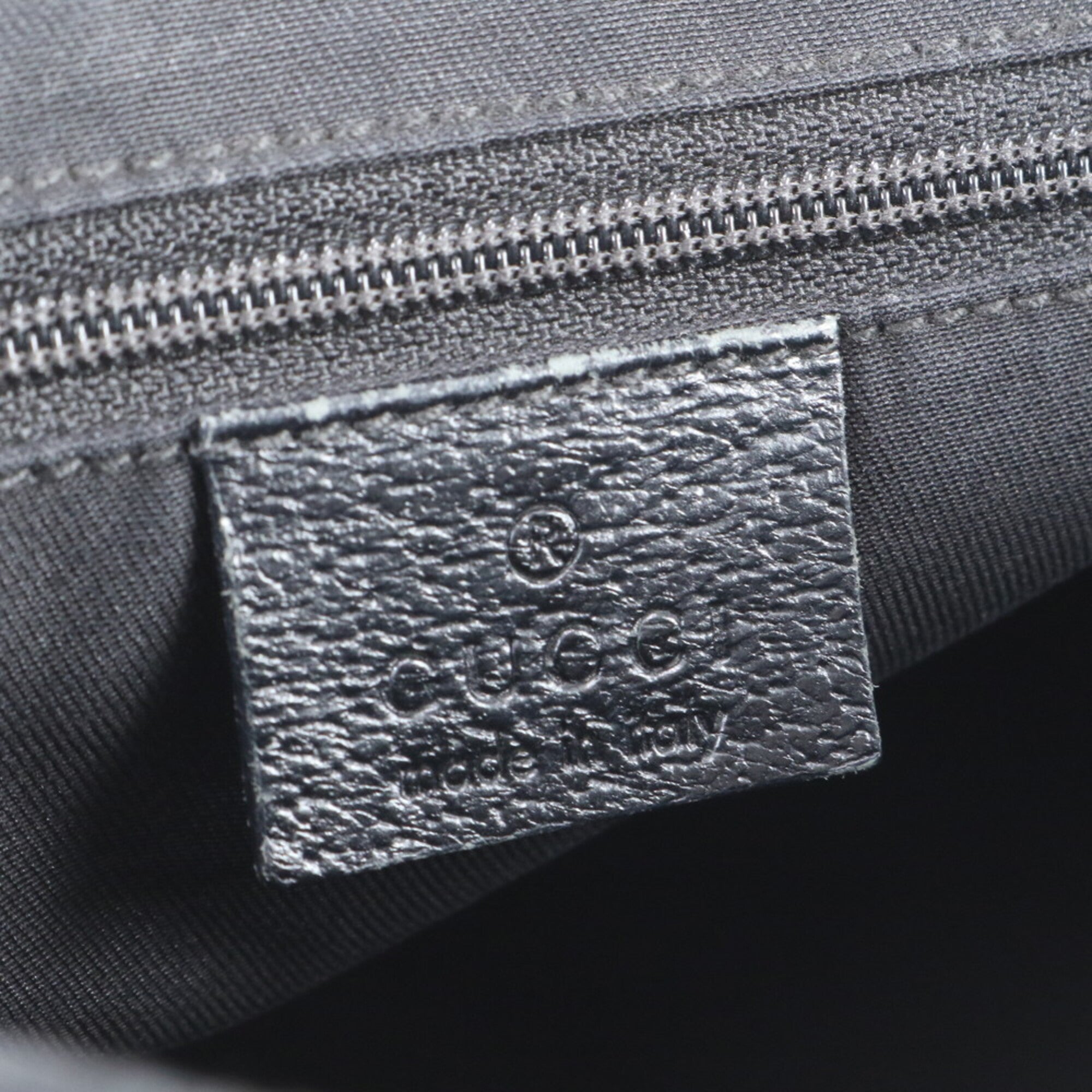 Gucci Black Leather Canvas Handbag Tote Bag (Pre-Owned)