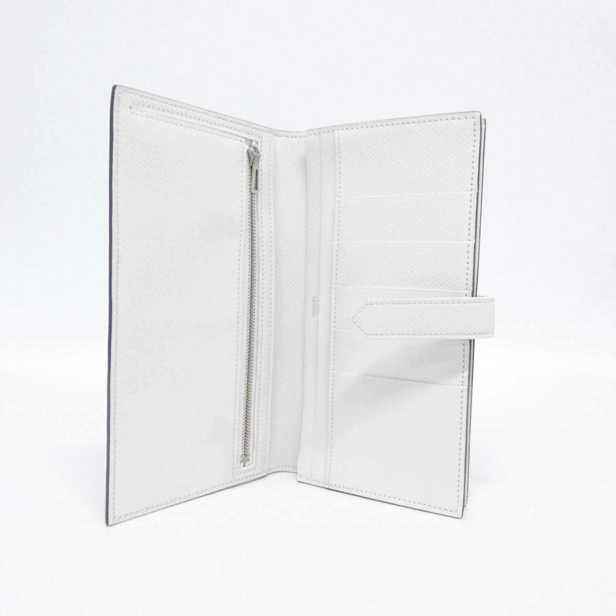 Hermes Etoupe Gray Soufre White Epsom Leather Long Wallet (Bi-Fold) (Pre-Owned)