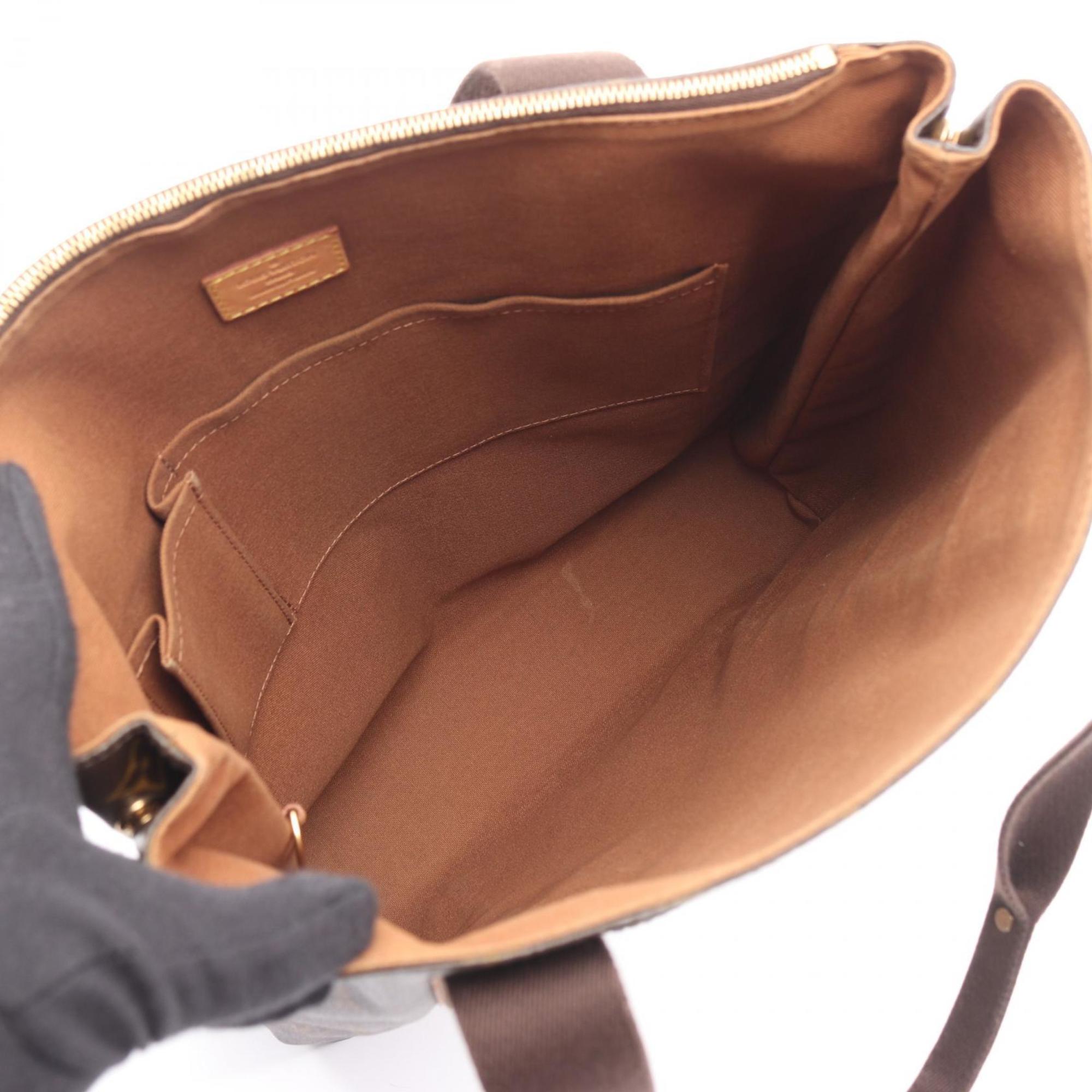 Louis Vuitton Brown Coated Canvas Leather Tote Bag (Pre-Owned)