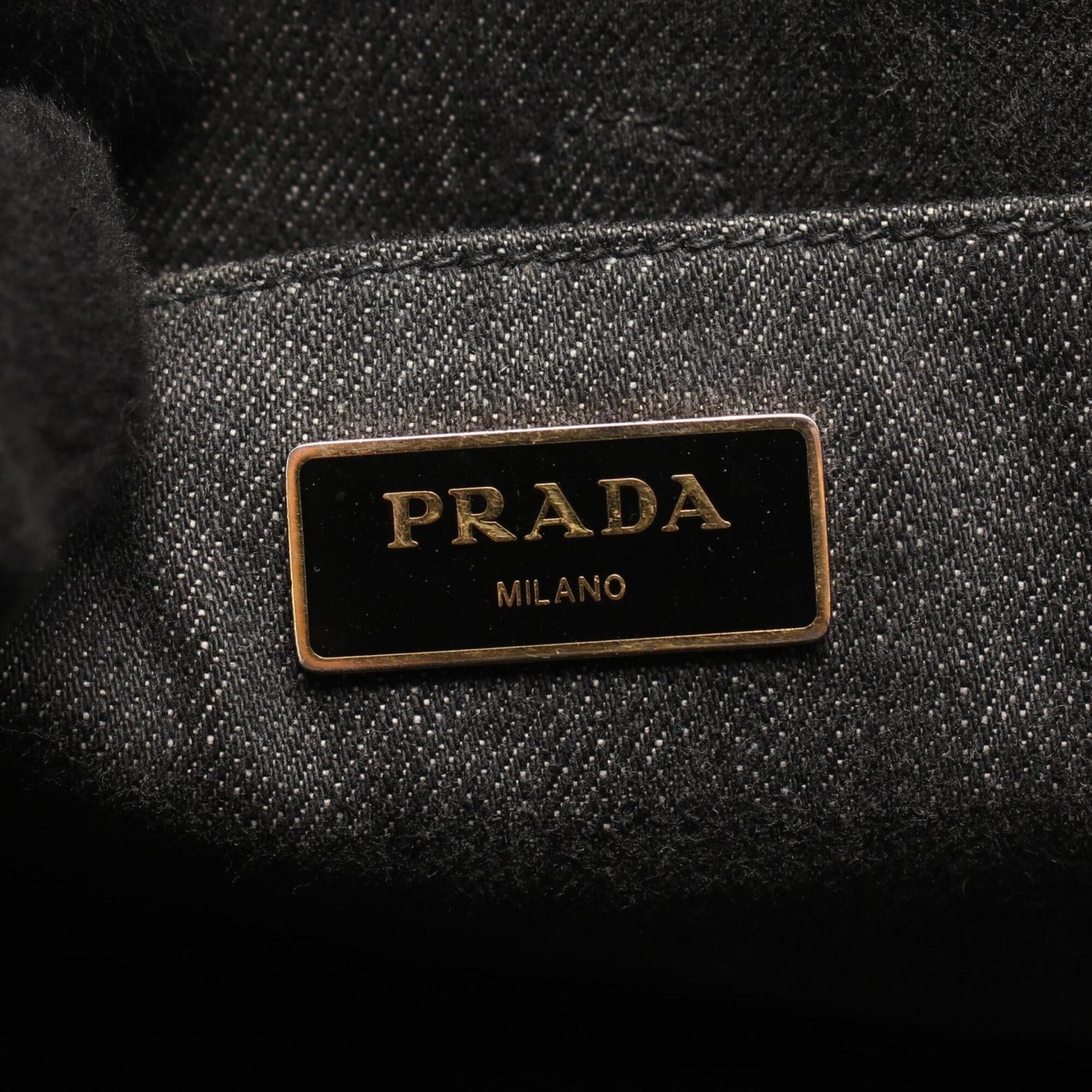 Prada Canapa Gray Denim Handbag Tote Bag (Pre-Owned)