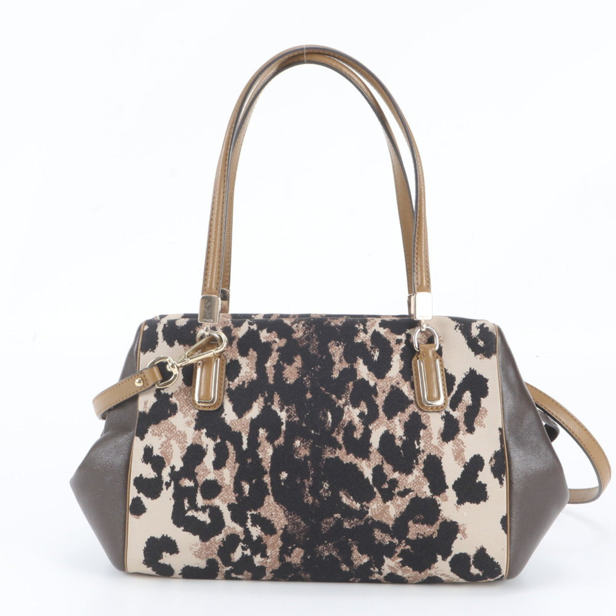 Coach Brown Leather Canvas Handbag Shoulder Bag Tote Bag (Pre-Owned)
