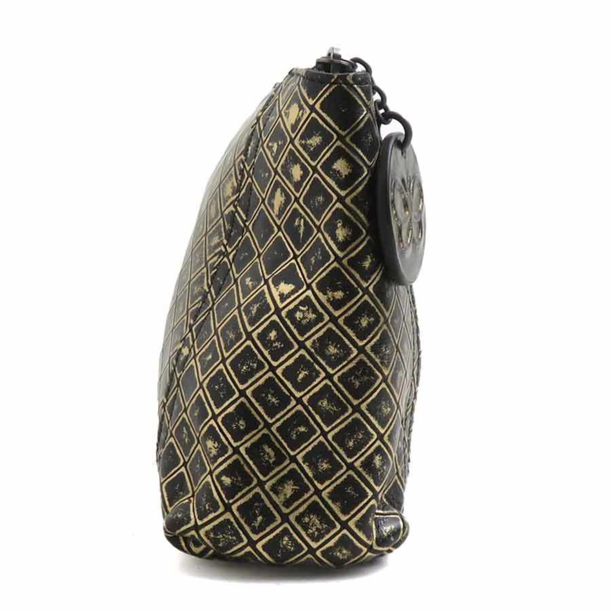 Bottega Veneta Black Gold Leather Pouch (Pre-Owned)