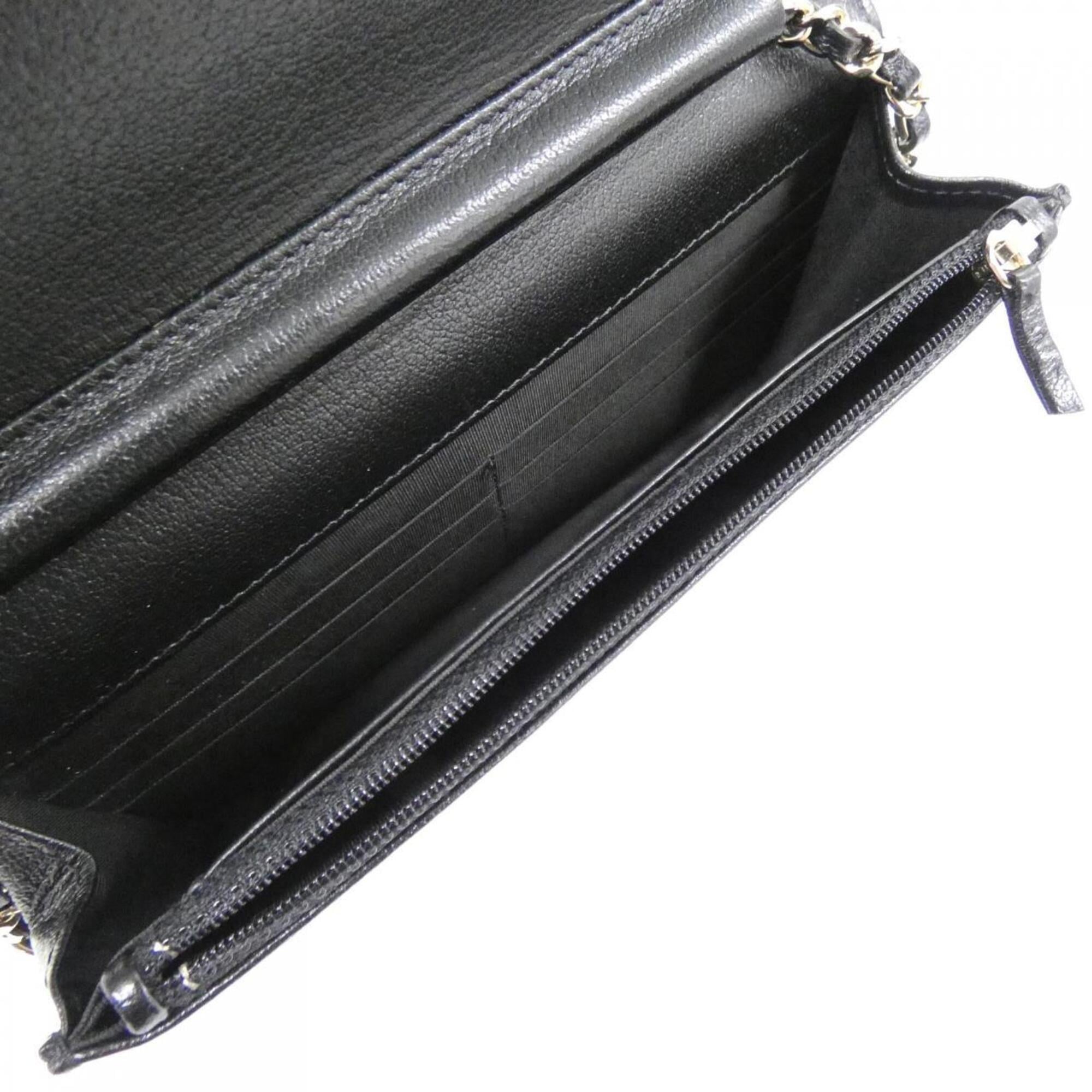 Chanel Black Leather Chain/Shoulder Wallet (Pre-Owned)