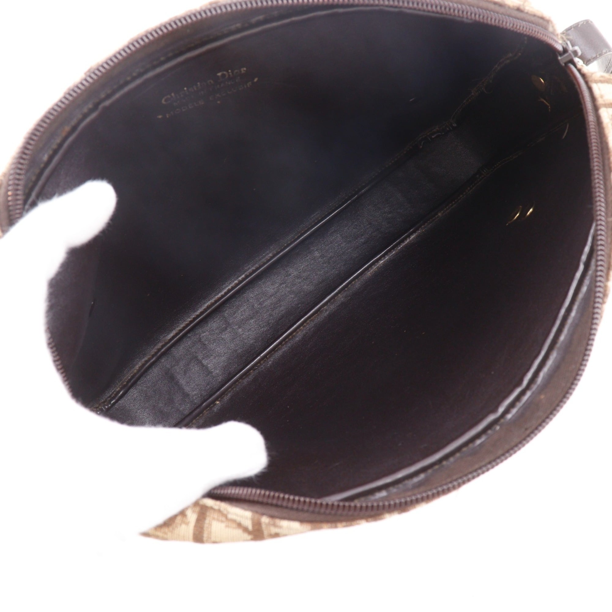 Christian Dior Trotter Brown Canvas Shoulder Bag (Pre-Owned)