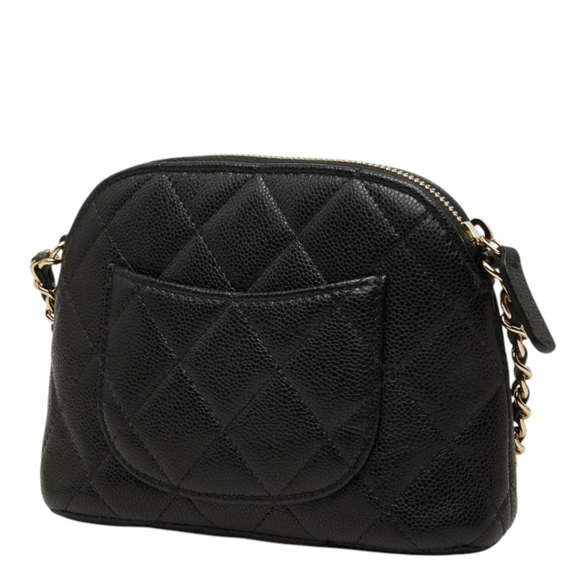 Chanel Black Grained Calfskin Pochette Shoulder Bag (Pre-Owned)