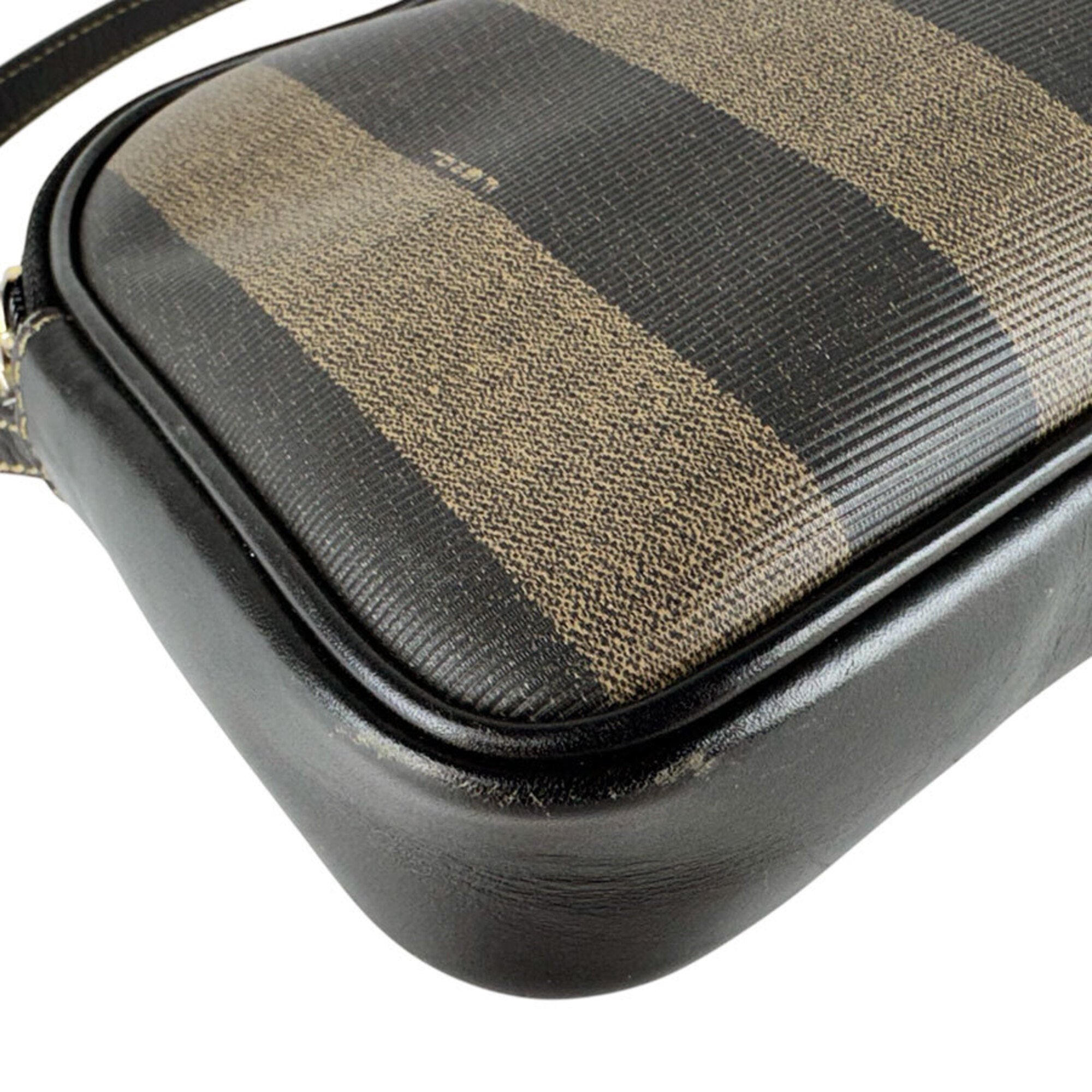 Fendi Black Brown Coated Canvas Shoulder Bag (Pre-Owned)