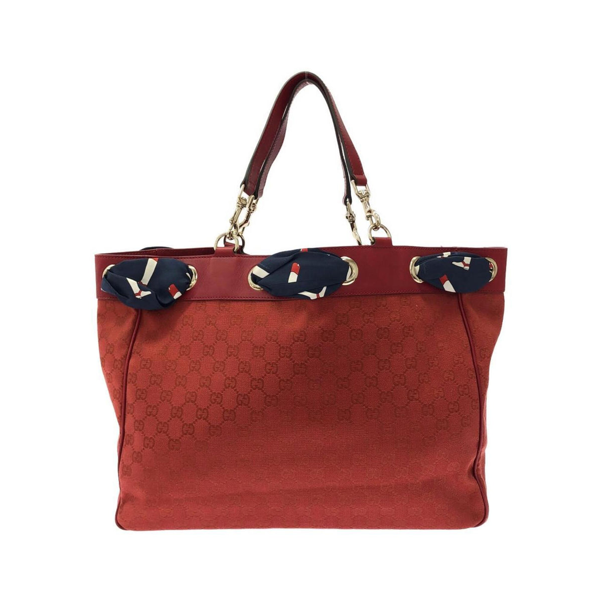 Gucci Red Color Gg Canvas Leather Handbag (Pre-Owned)