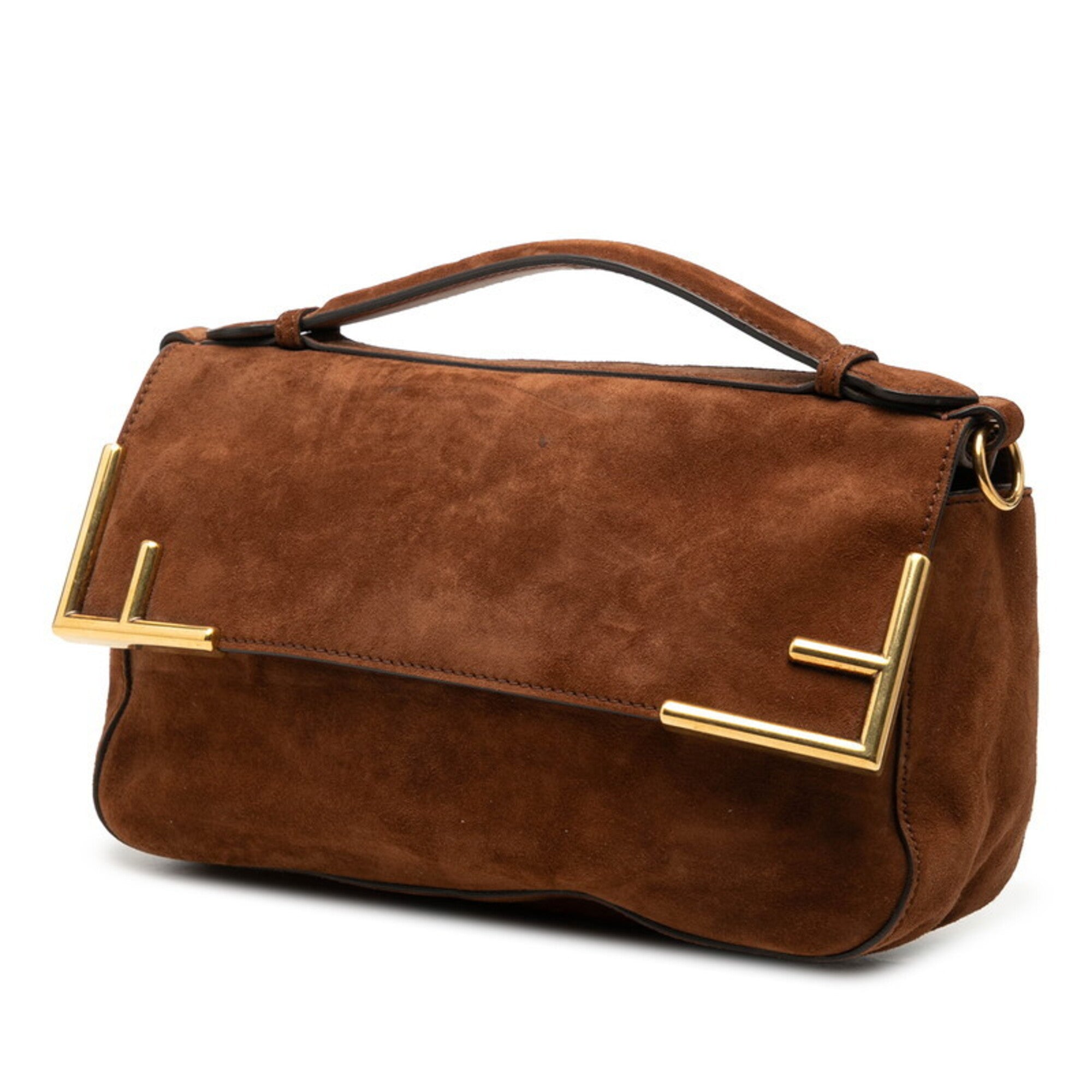 Fendi Brown Multi-Color Suede Satin Handbag Shoulder Bag (Pre-Owned)