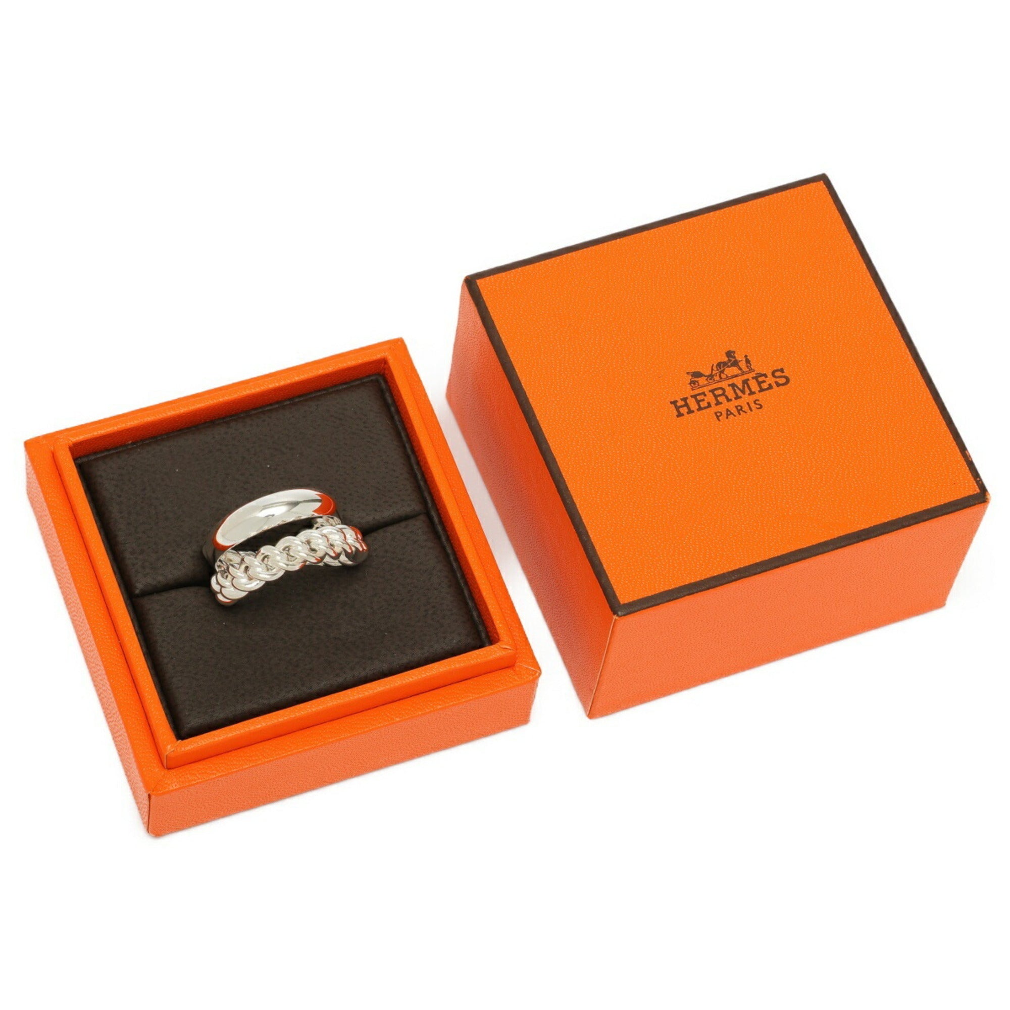 Hermes Silver Silver 925 Band Ring (Pre-Owned)