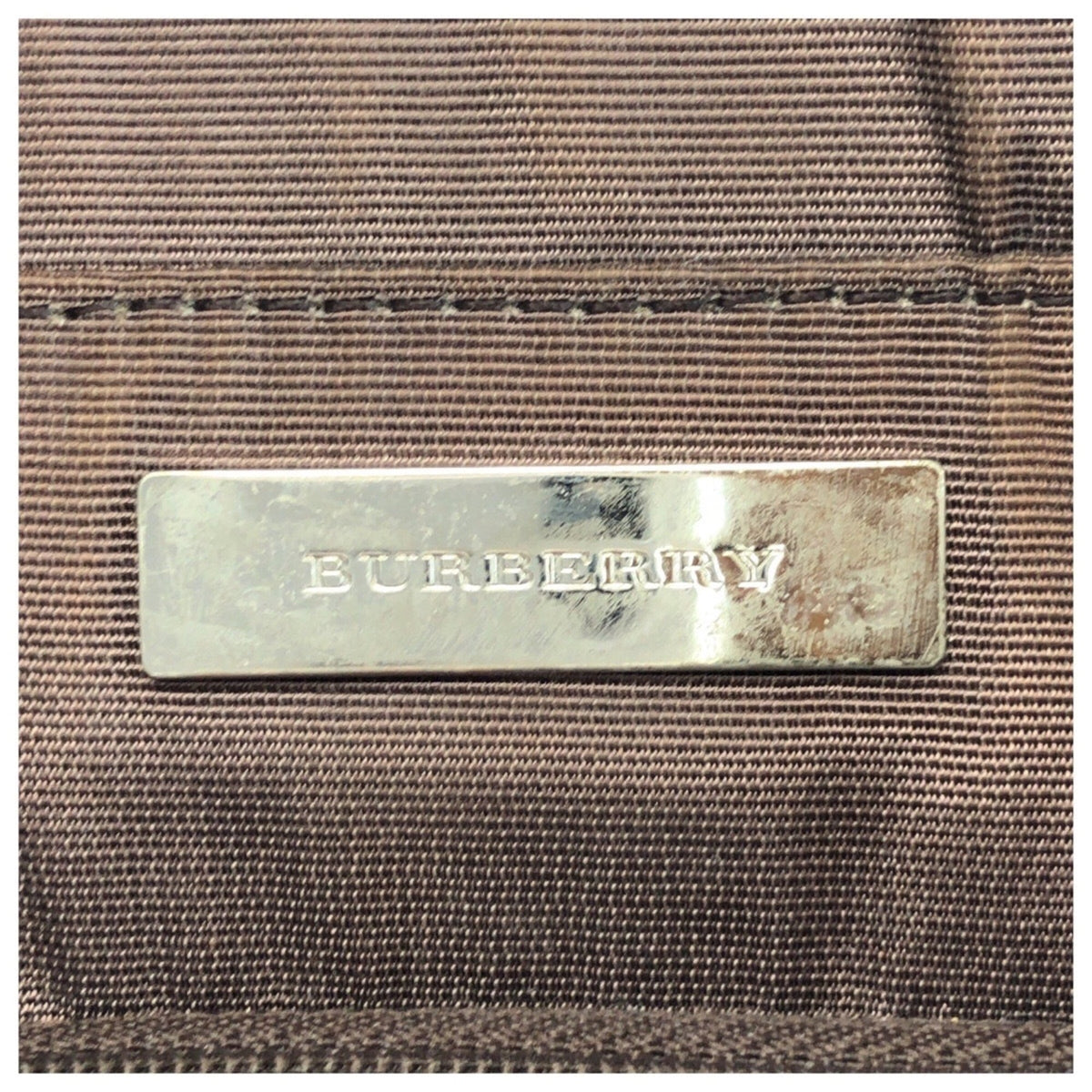 Burberry Beige Dark Brown Canvas Leather Shoulder Bag Tote Bag (Pre-Owned)
