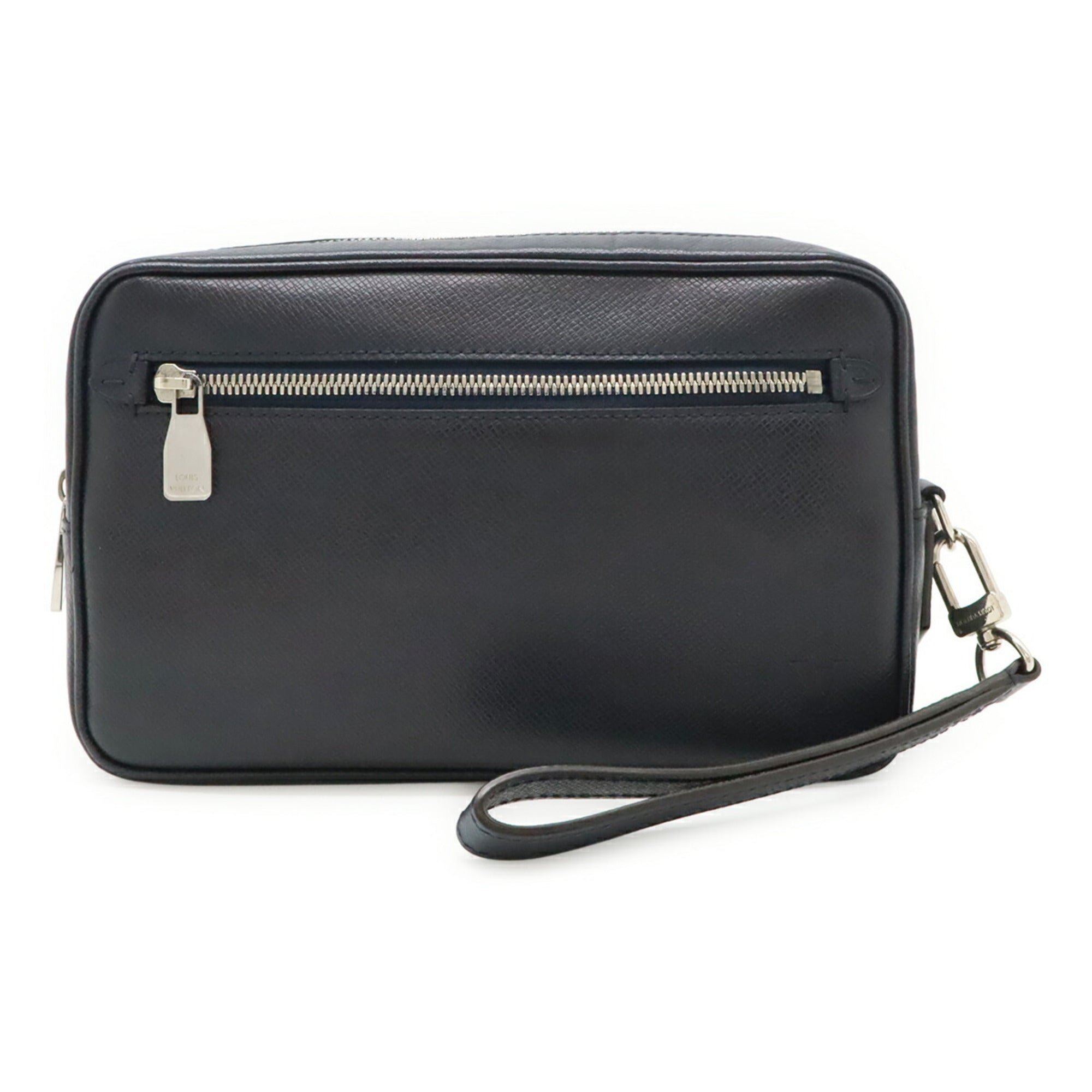 Louis Vuitton Navy Navy Blue Taiga Leather Leather Clutch Bag Handbag Pochette (Pre-Owned)