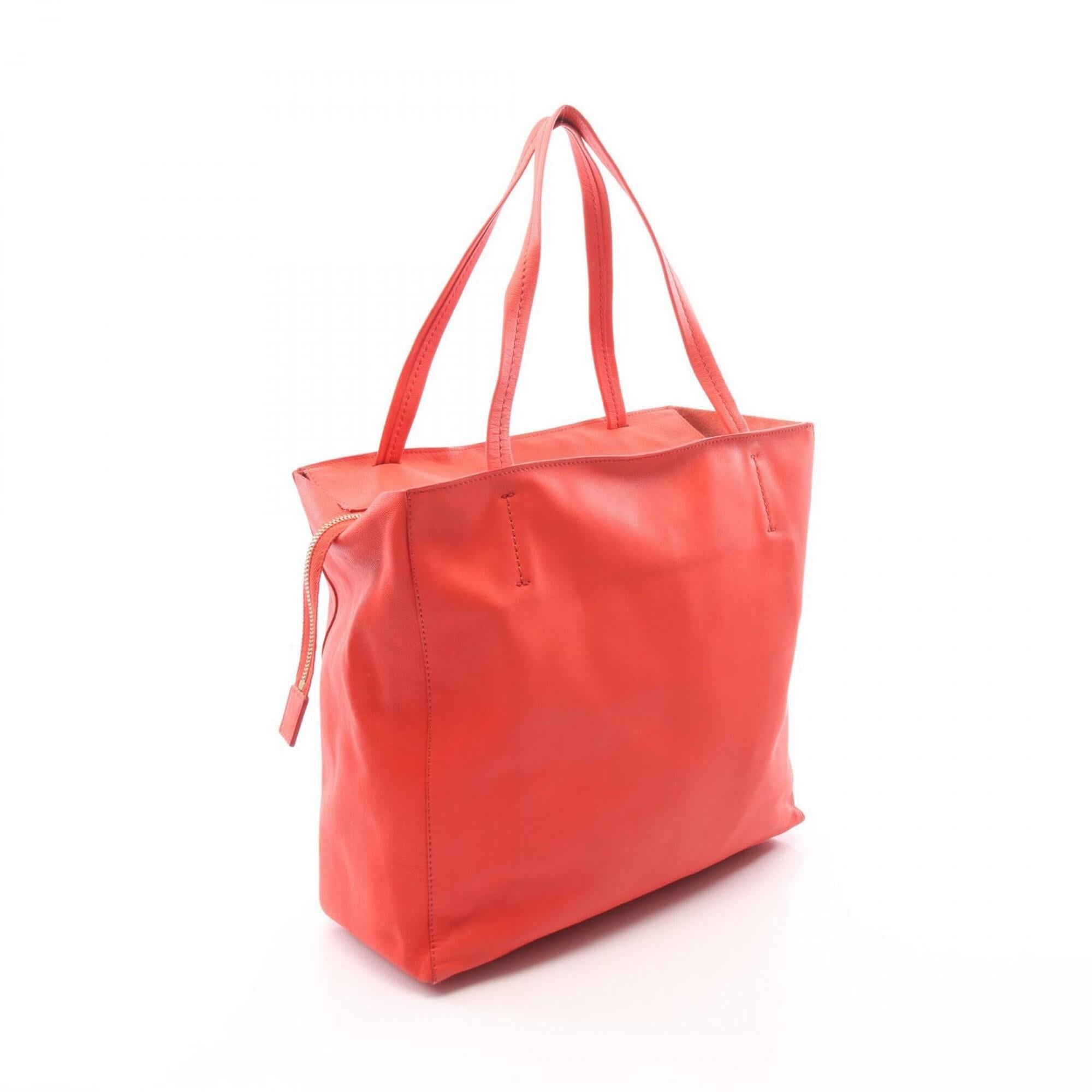 Celine Cabas Red Color Leather Handbag Tote Bag (Pre-Owned)