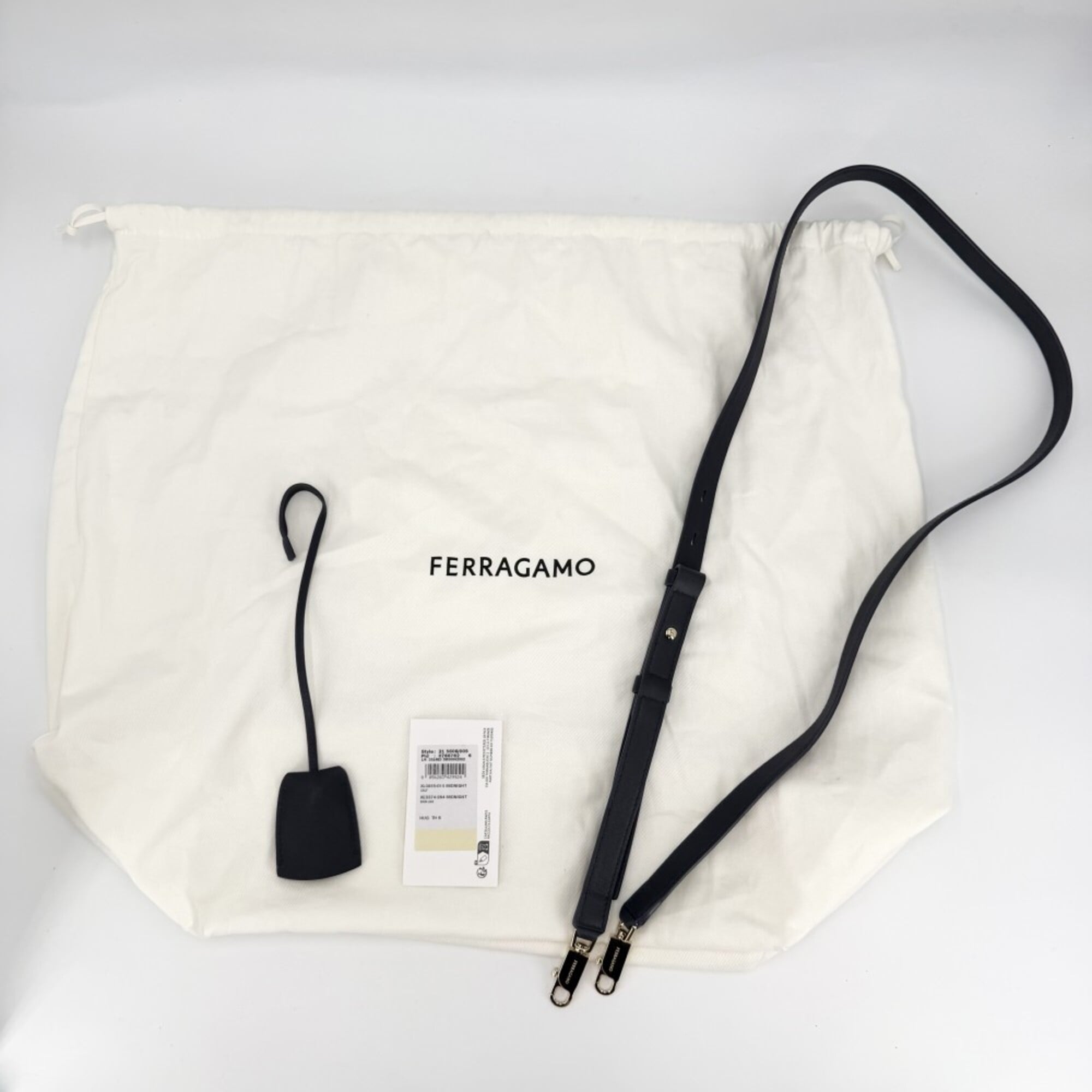 Salvatore Ferragamo Navy White Leather Tote Bag (Pre-Owned)
