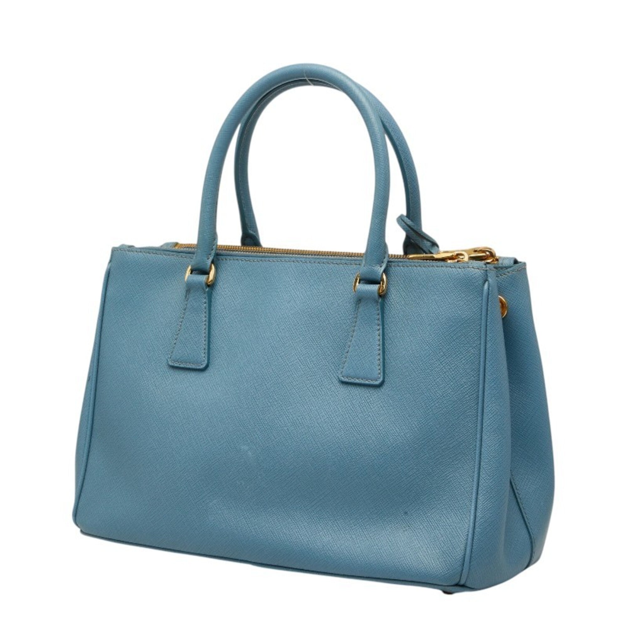 Prada Blue Leather Handbag Shoulder Bag (Pre-Owned)