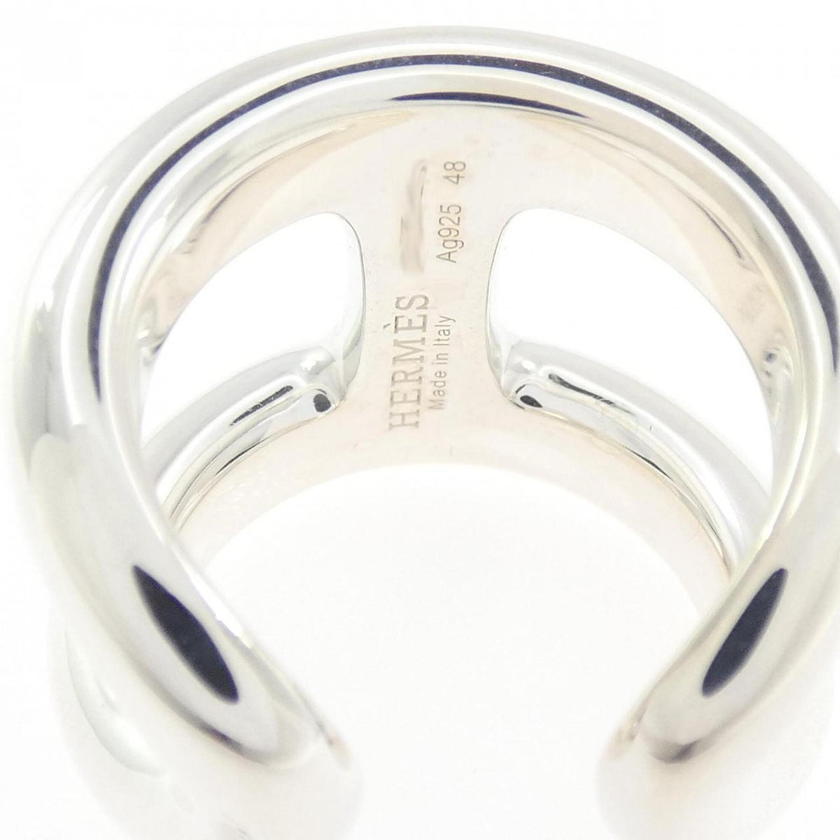Hermes Silver 925 Band Ring (Pre-Owned)