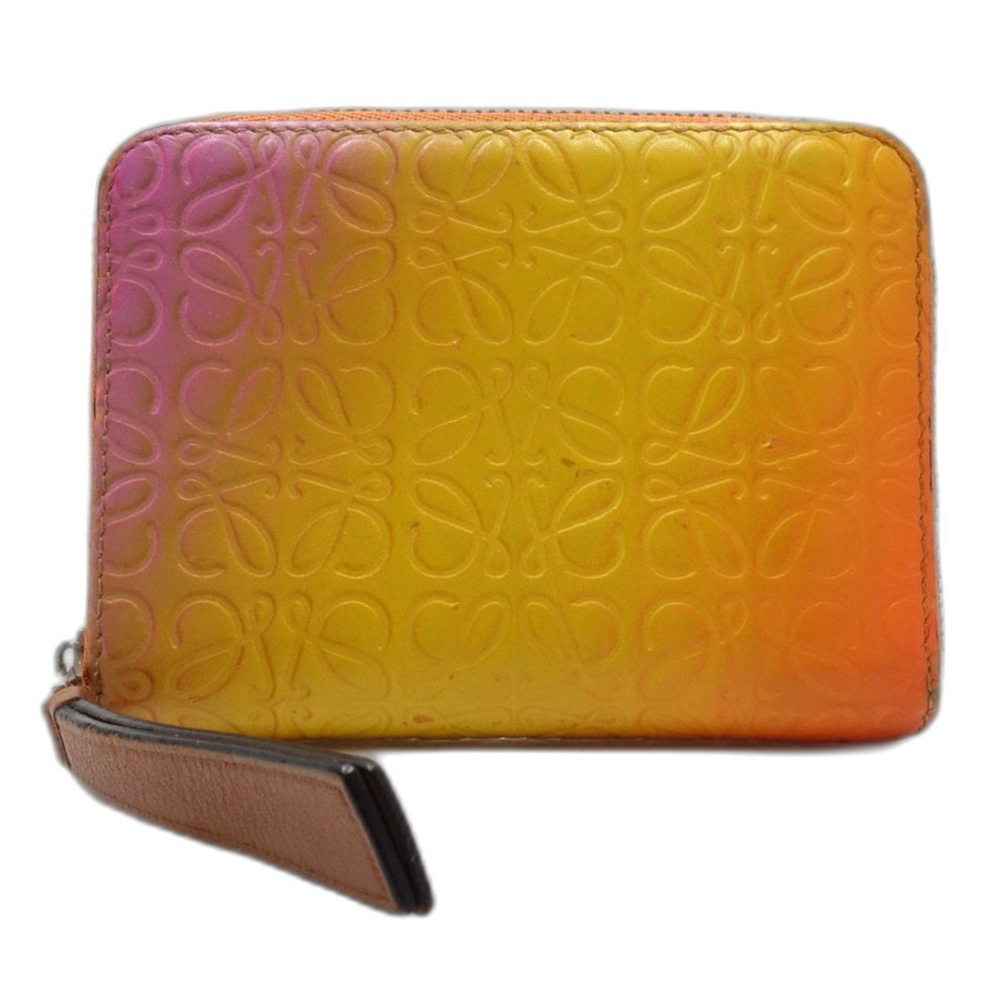 Loewe Multi-Color Orange Leather Coin Purse/Coin Case (Pre-Owned)