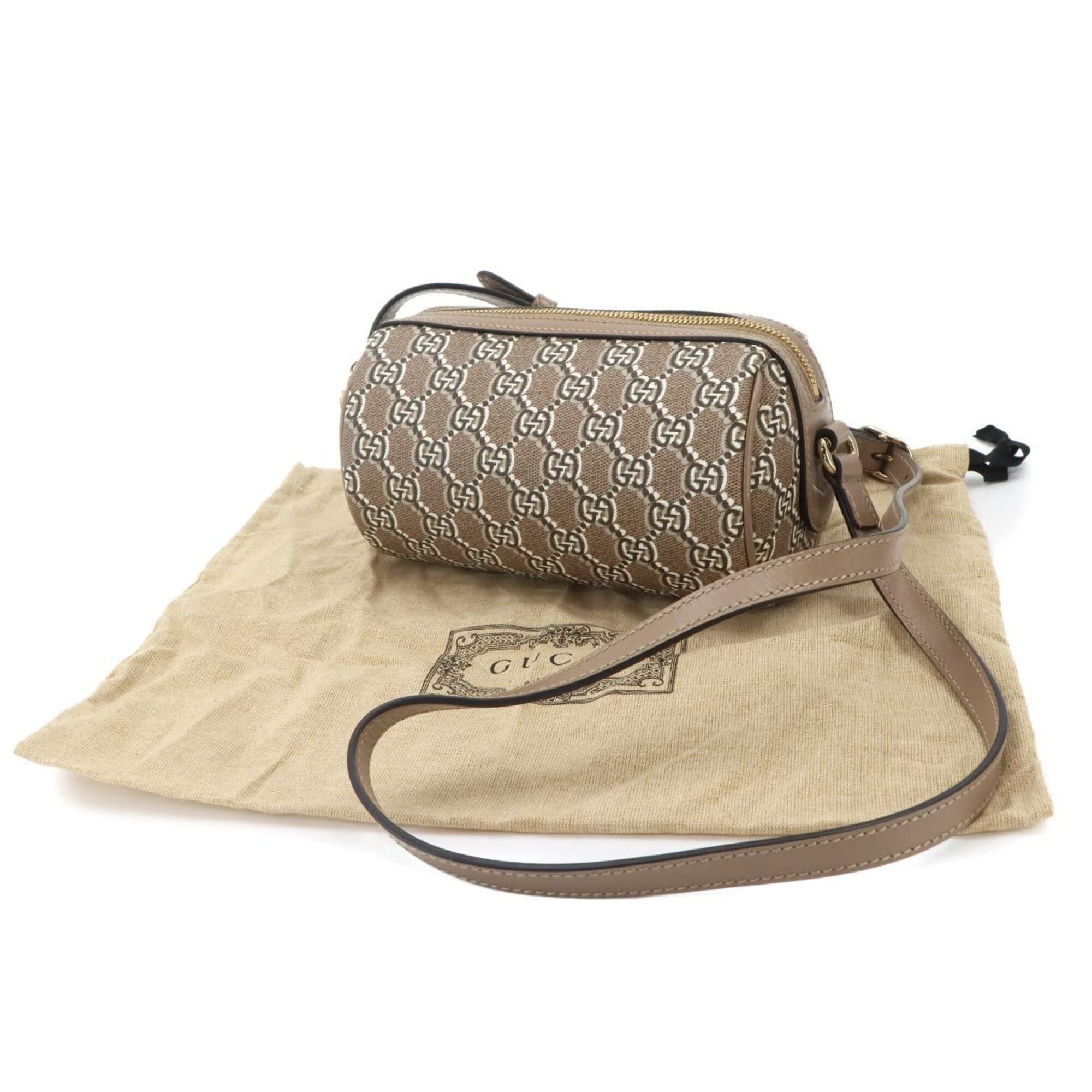 Gucci Beige Gg Supreme Canvas Leather Handbag Shoulder Bag (Pre-Owned)