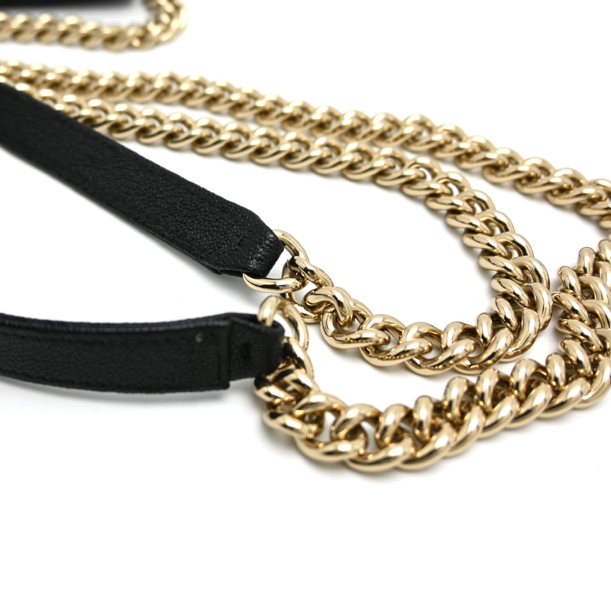 Chanel Black Grained Calfskin Chain/Shoulder Wallet (Pre-Owned)