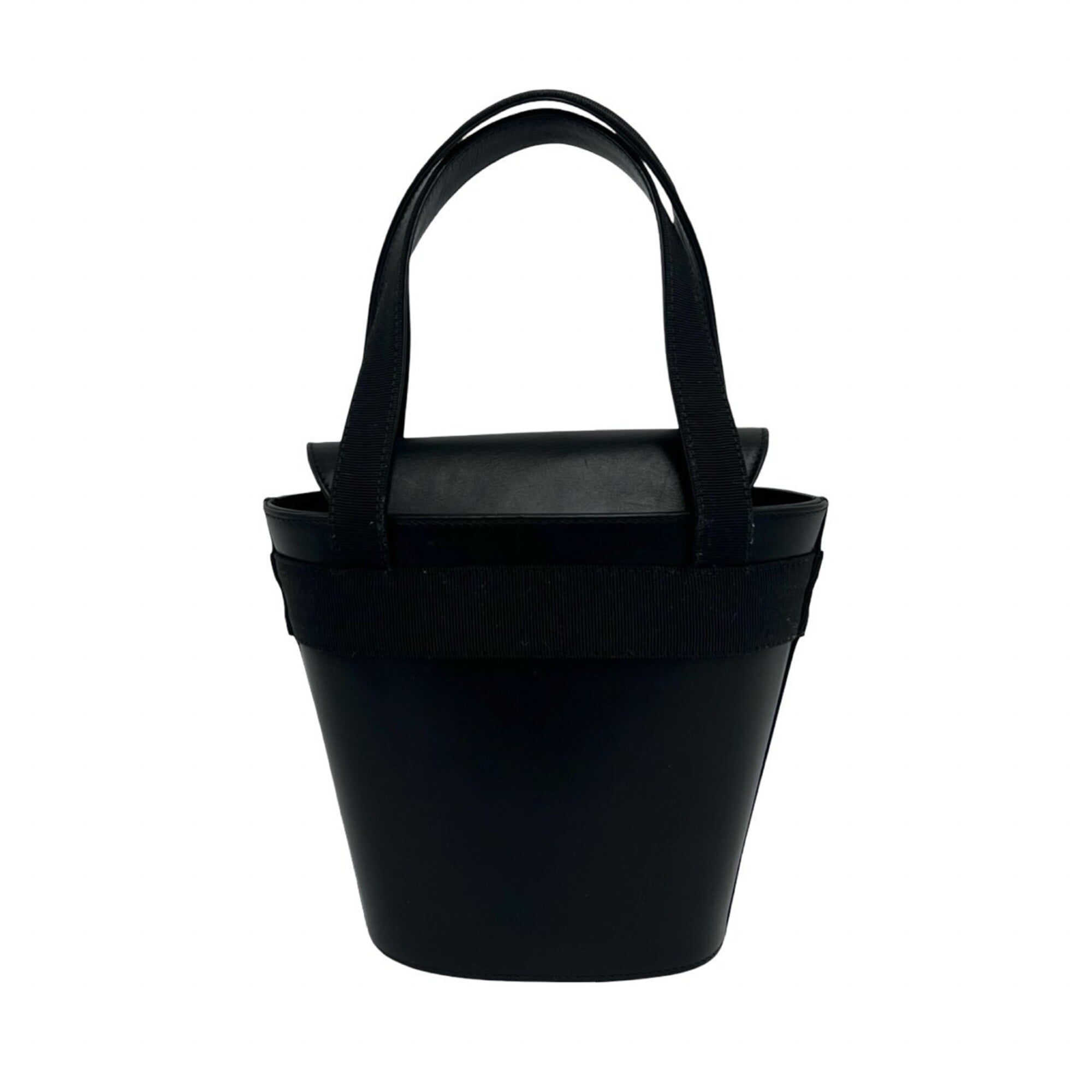 Salvatore Ferragamo Black Leather Handbag Tote Bag (Pre-Owned)