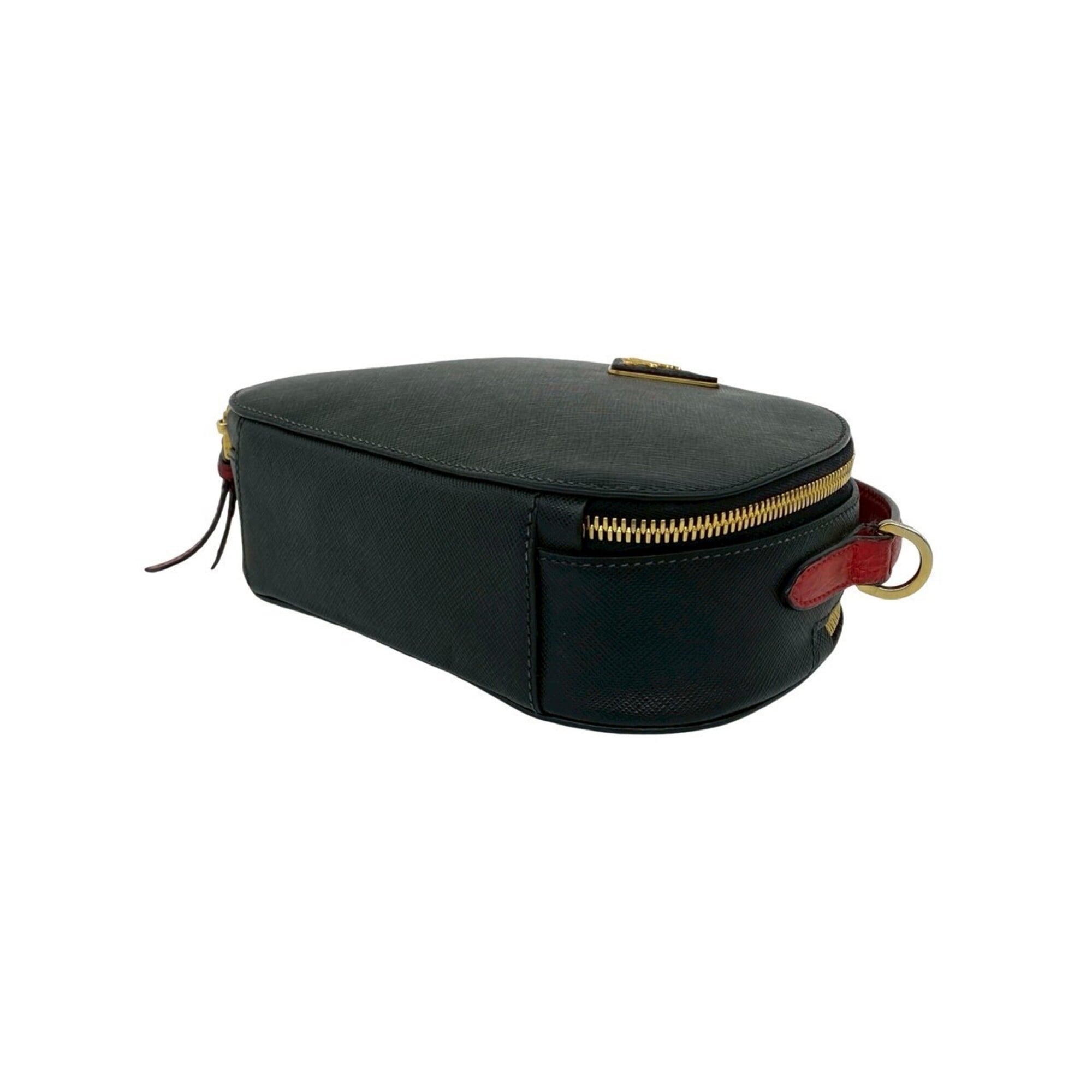 Prada Black Red Color Leather Shoulder Bag (Pre-Owned)