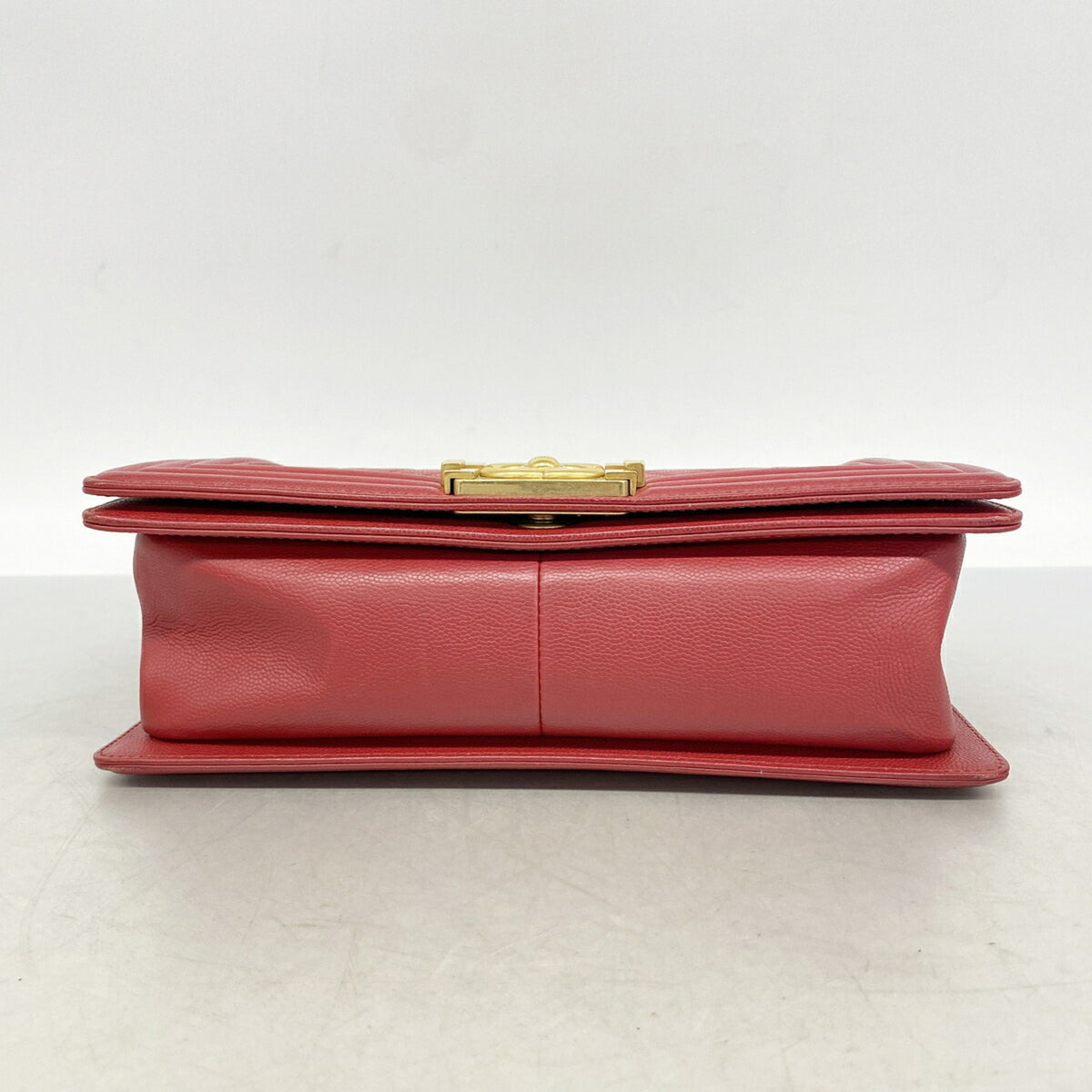 Chanel Red Color Grained Calfskin Shoulder Bag (Pre-Owned)