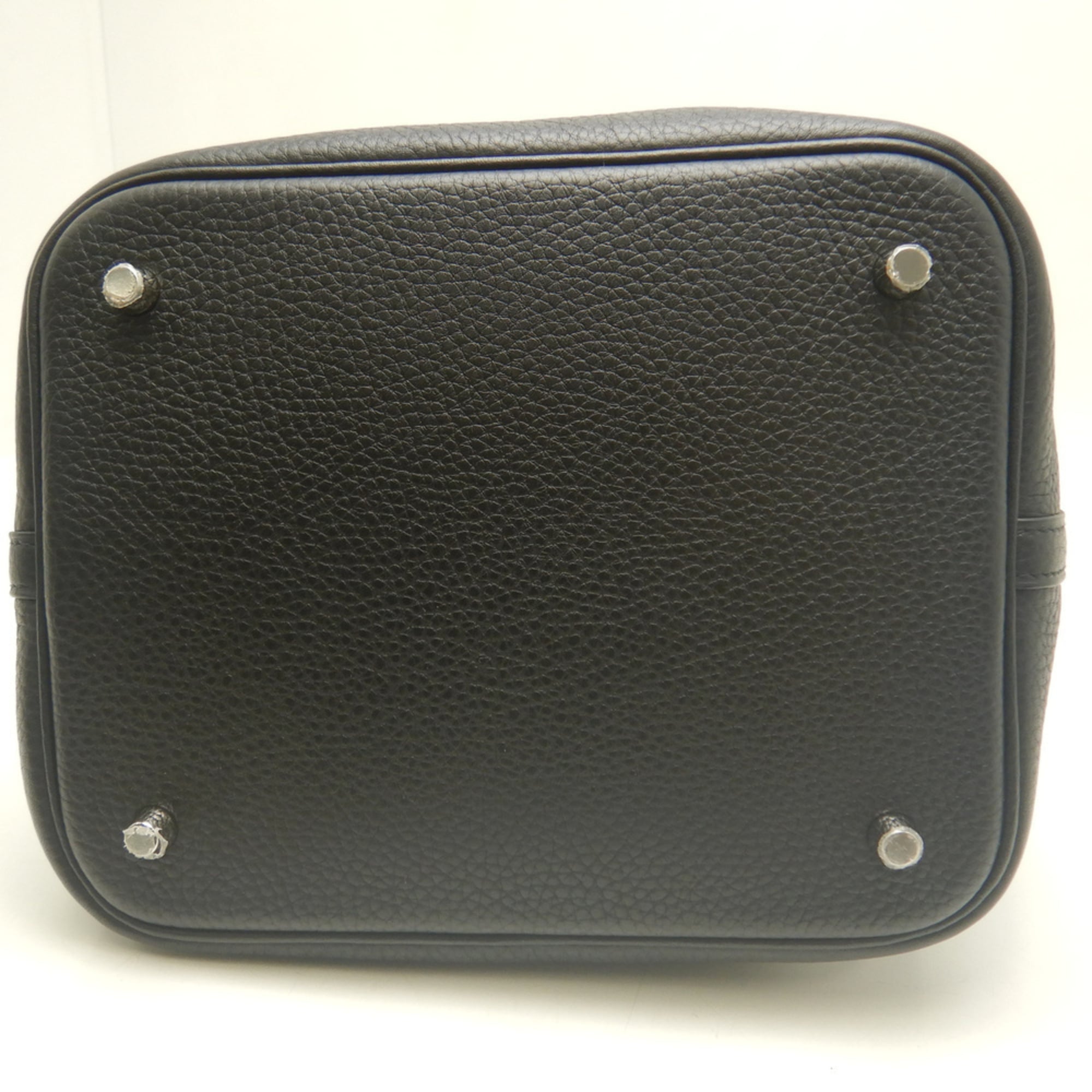 Hermes Picotin Noir Taurillon Clemence Leather Handbag (Pre-Owned)