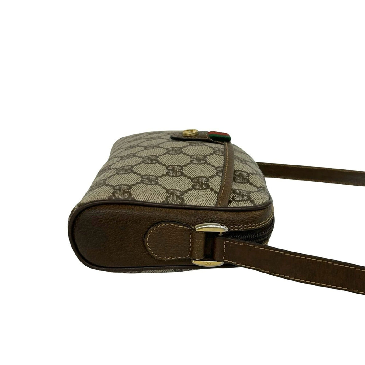 Gucci Brown Green Red Color Leather Pvc Pochette Shoulder Bag (Pre-Owned)