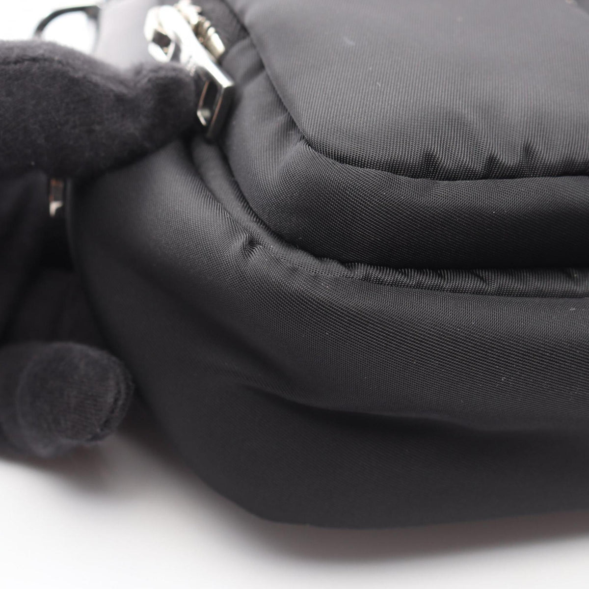 Prada Black Nylon Leather Handbag Pouch Shoulder Bag (Pre-Owned)